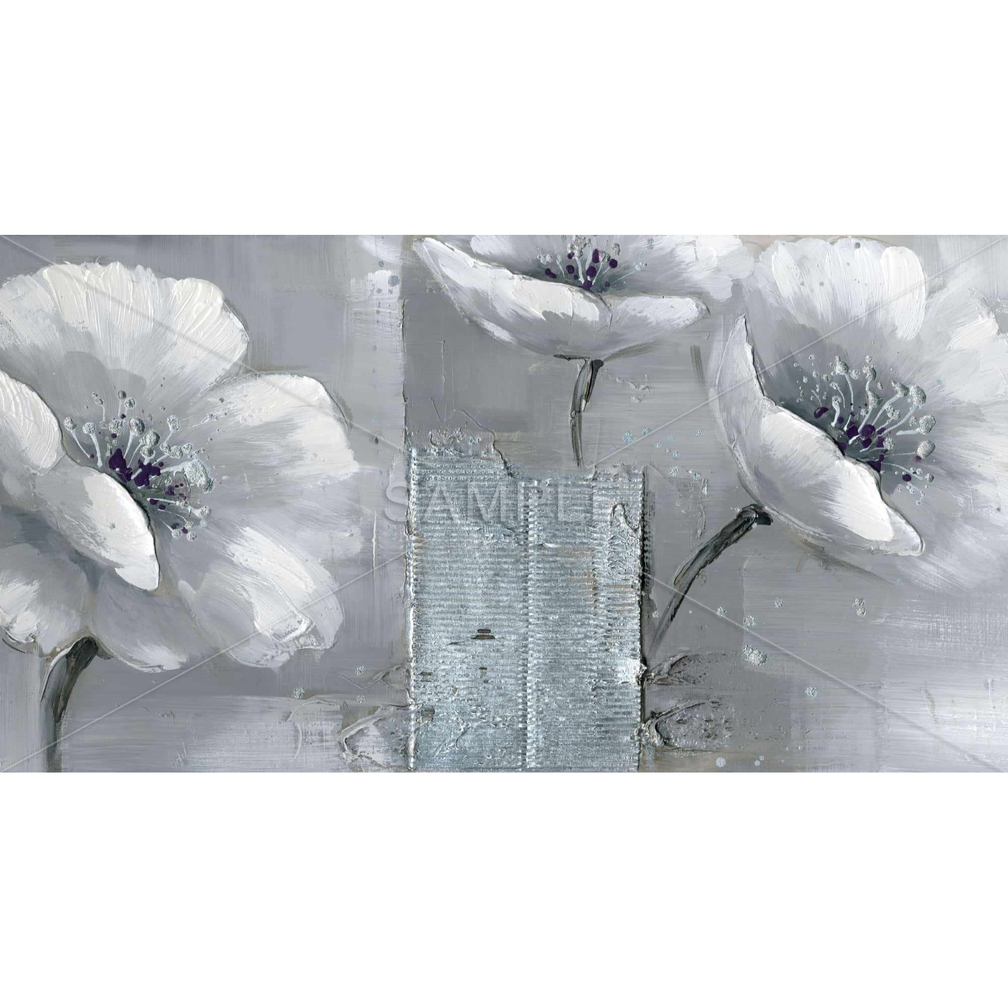 PEACEFUL BLACK & WHITE FLOWERS - Framed Print on canvas by Begin Edition