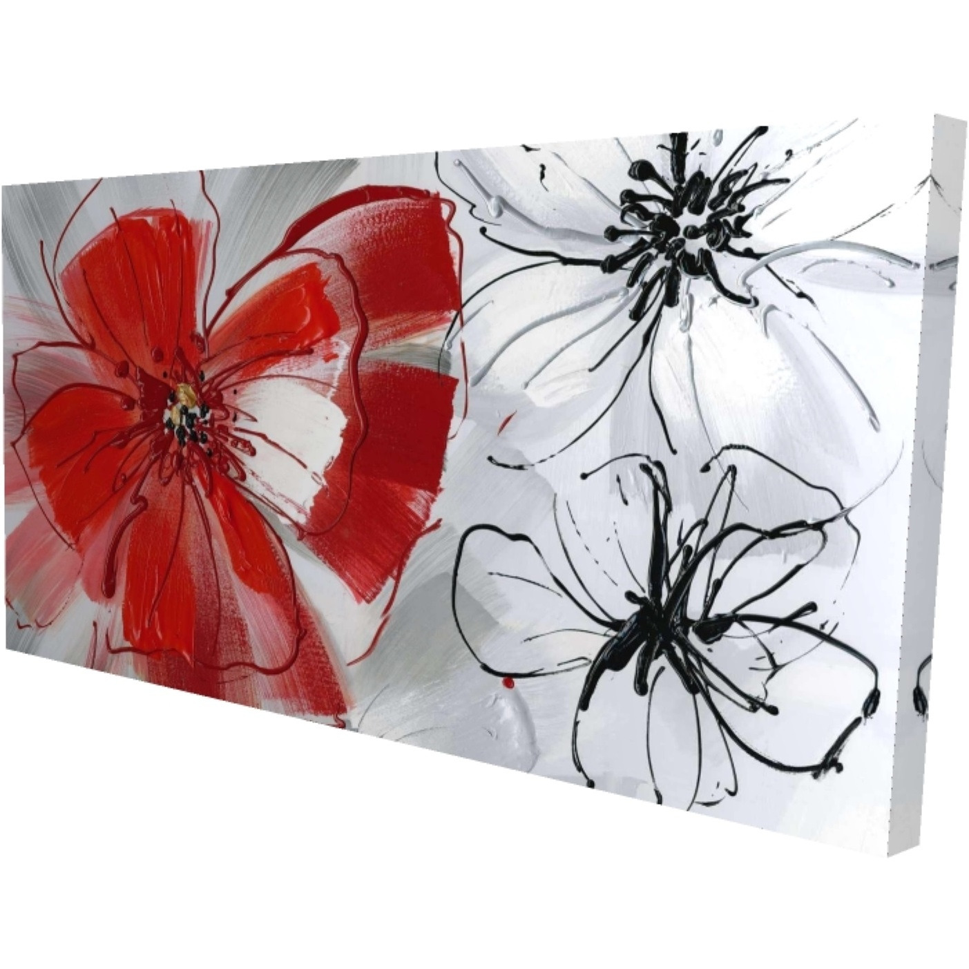 RED & GRAY FLOWERS - Print on canvas by Begin Edition
