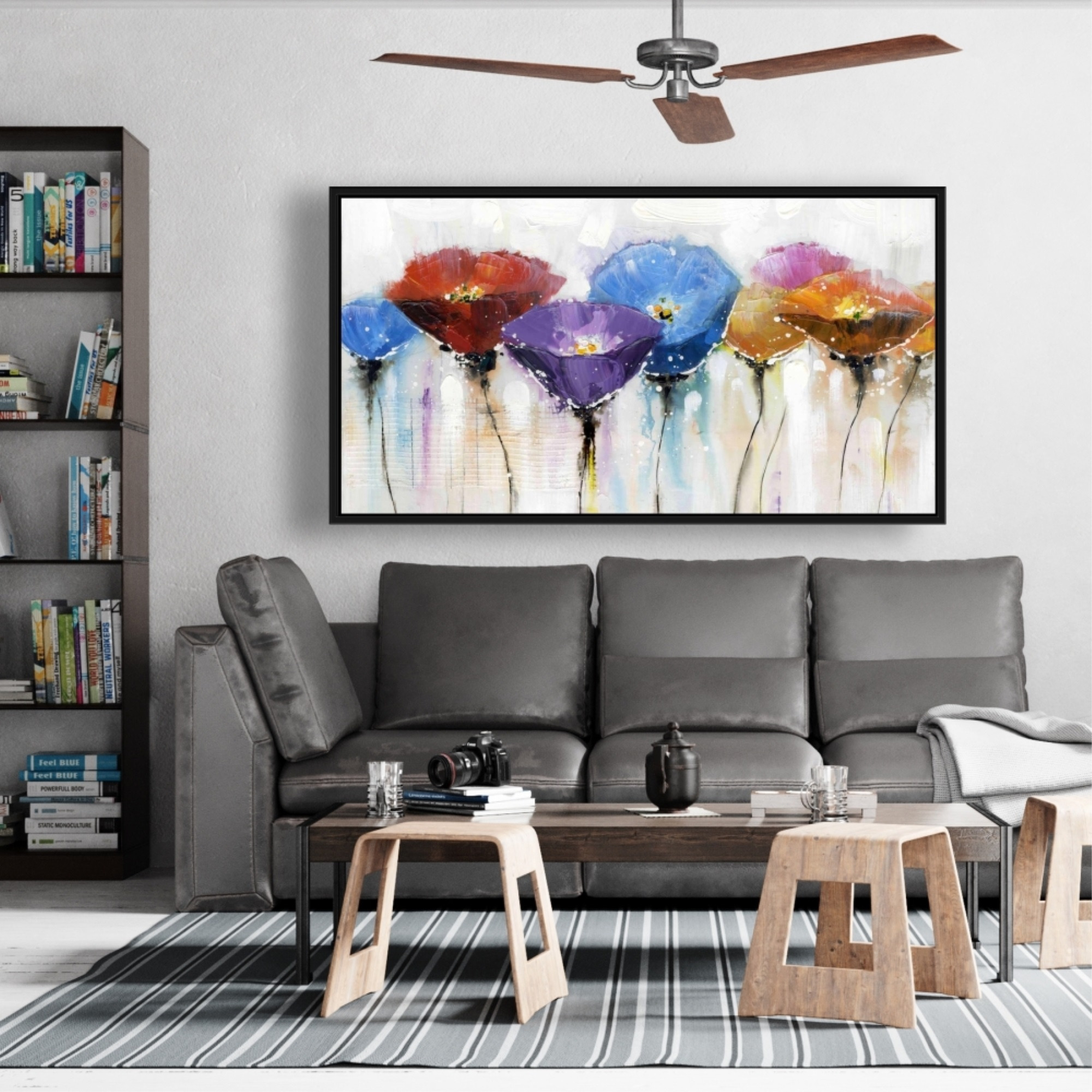 COLORFUL FLOWERS - Framed Print on canvas by Begin Edition