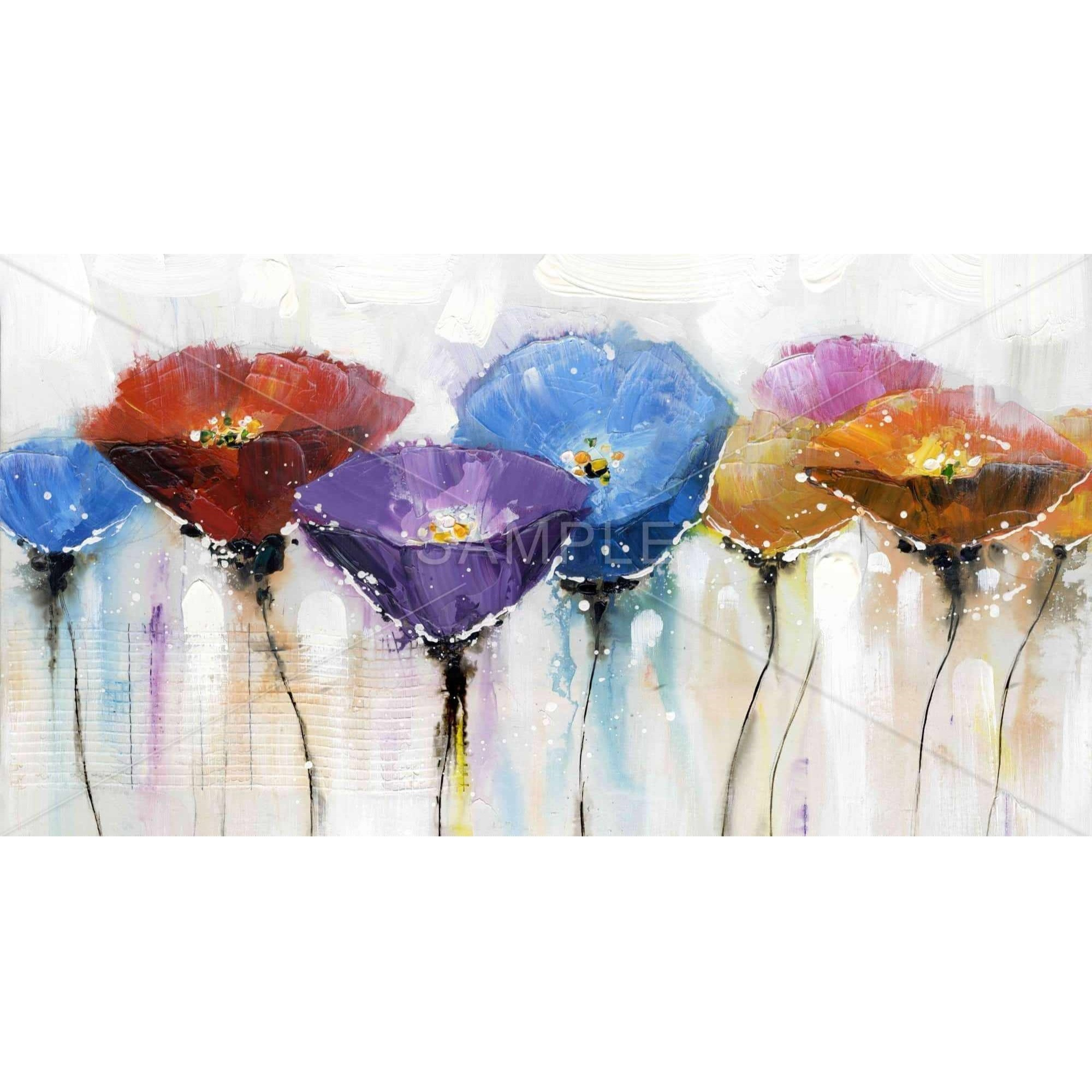 COLORFUL FLOWERS - Framed Print on canvas by Begin Edition