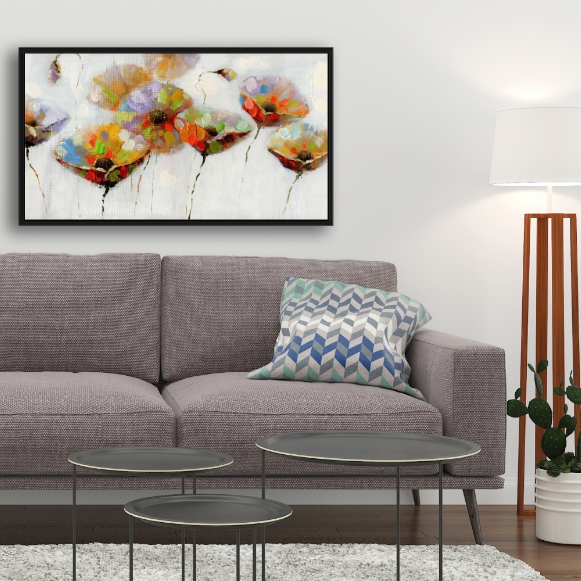 COLOR DOTTED FLOWERS - Framed Print on canvas by Begin Edition