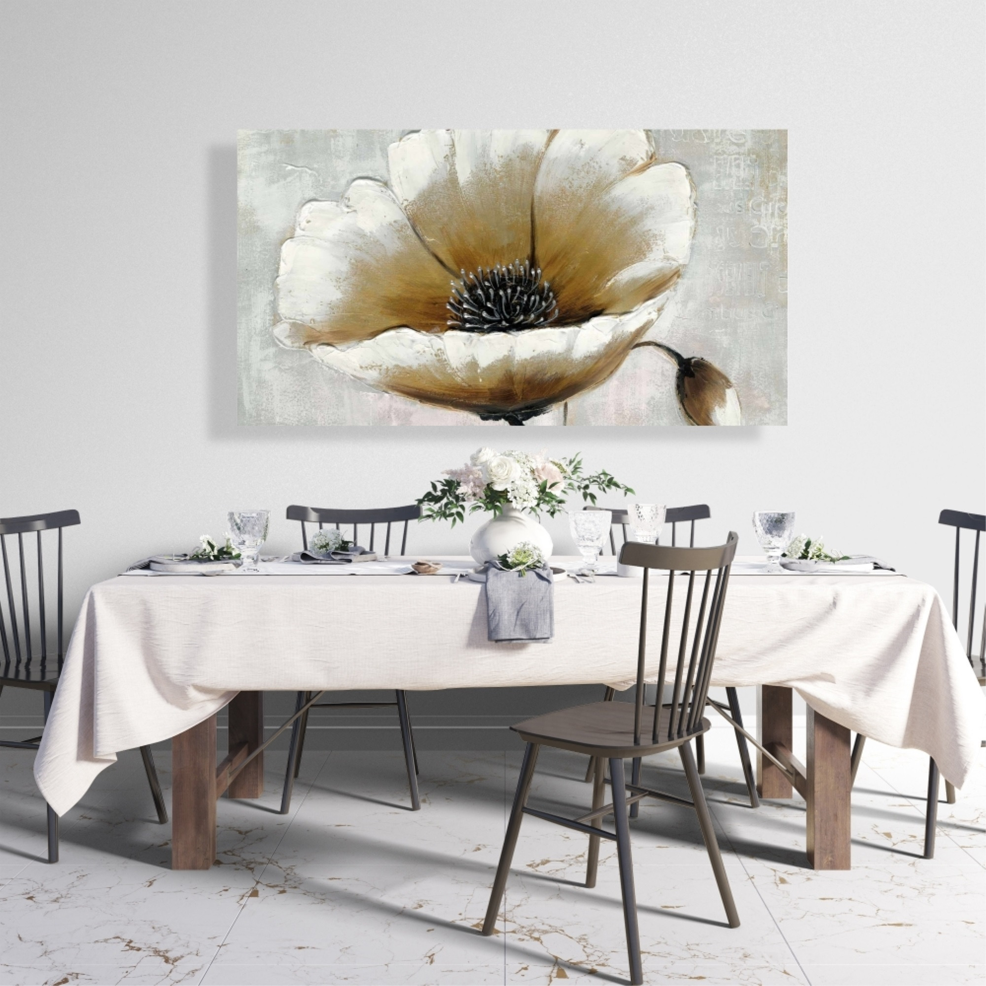 MODERN BEIGE FLOWER - Print on canvas by Begin Edition