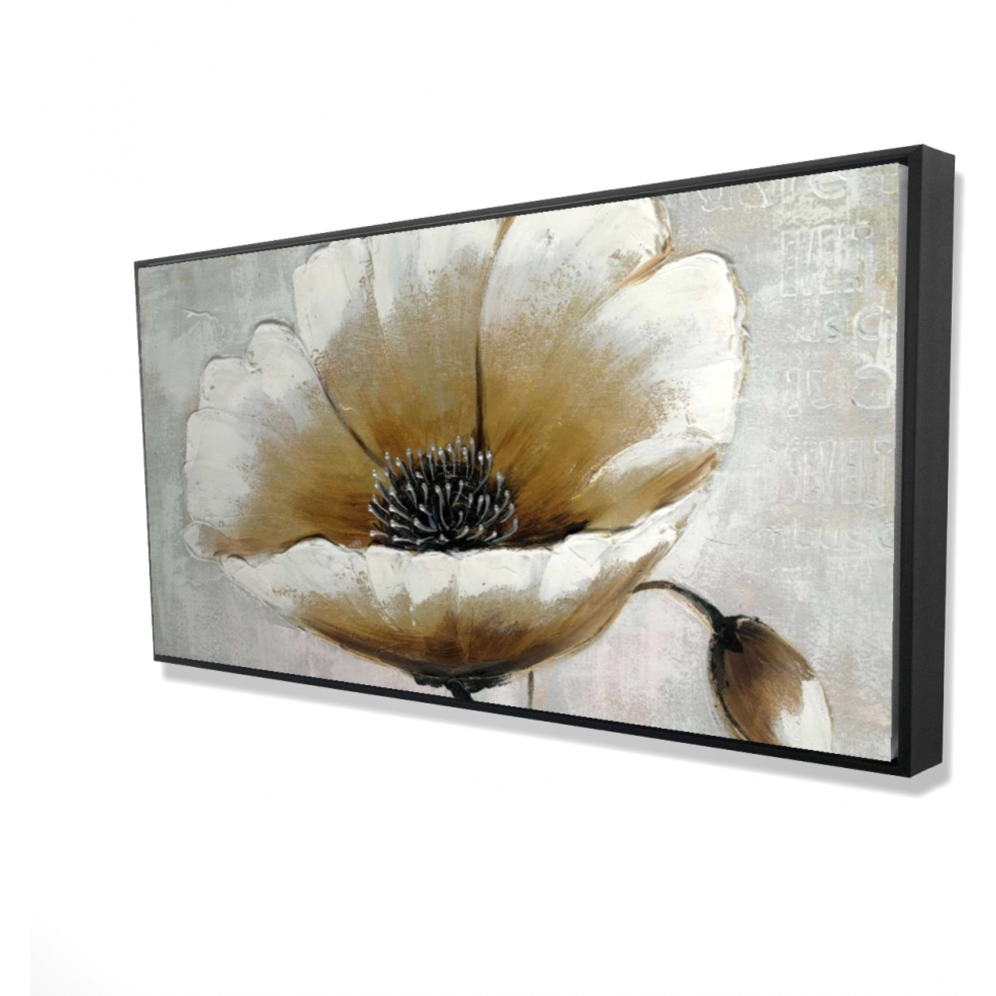 MODERN BEIGE FLOWER - Framed Print on canvas by Begin Edition