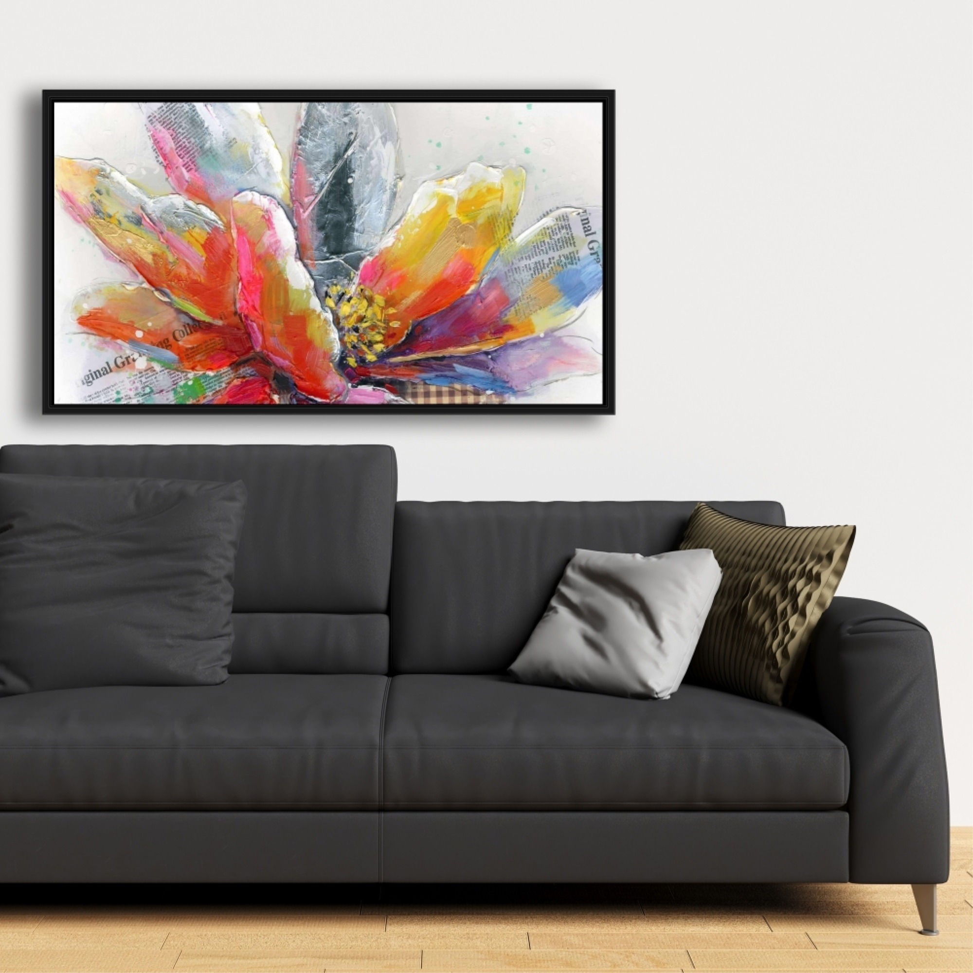 ABSTRACT FLOWER WITH TEXTURE - Framed Print on canvas by Begin Edition
