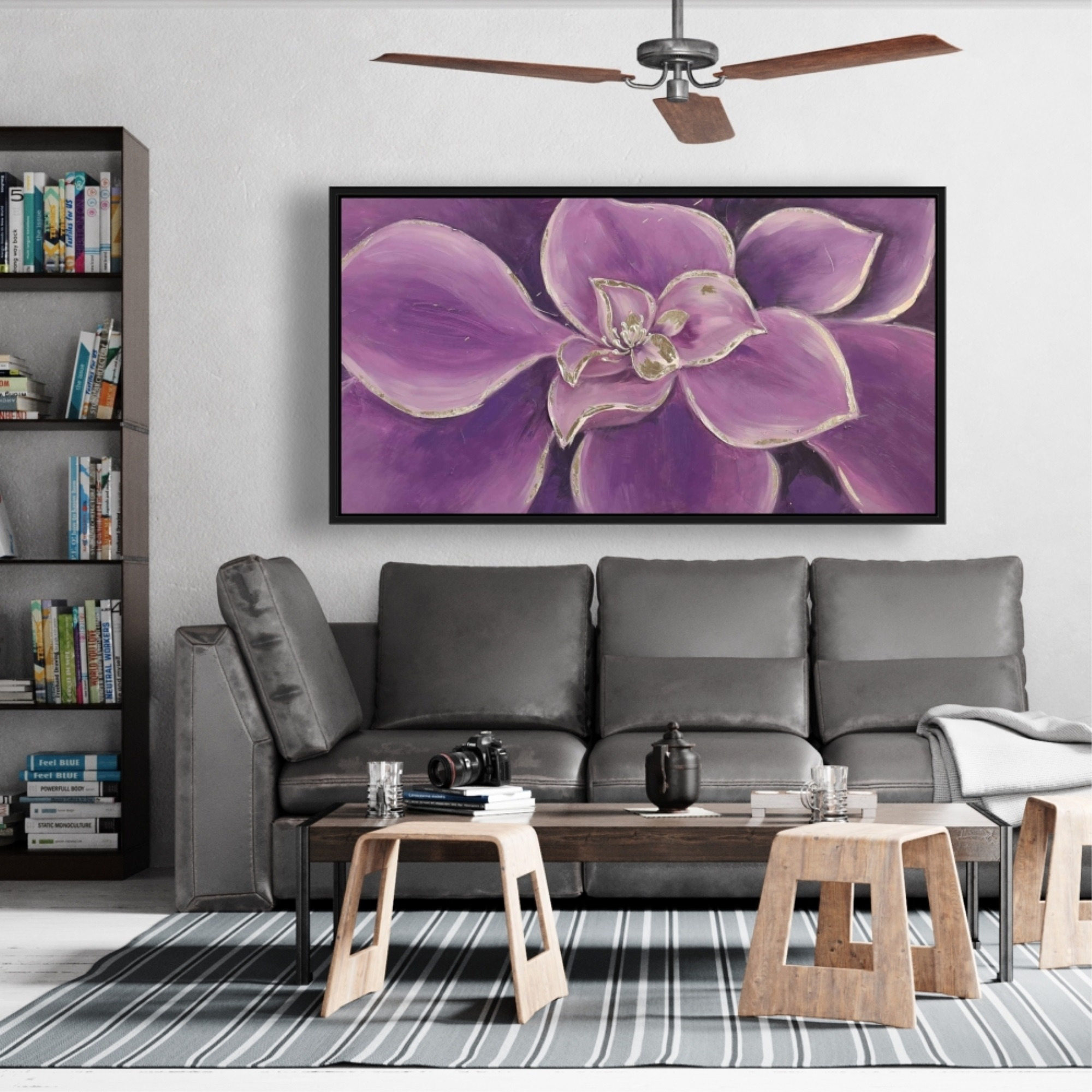 PURPLE FLOWER CLOSEUP - Framed Print on canvas by Begin Edition