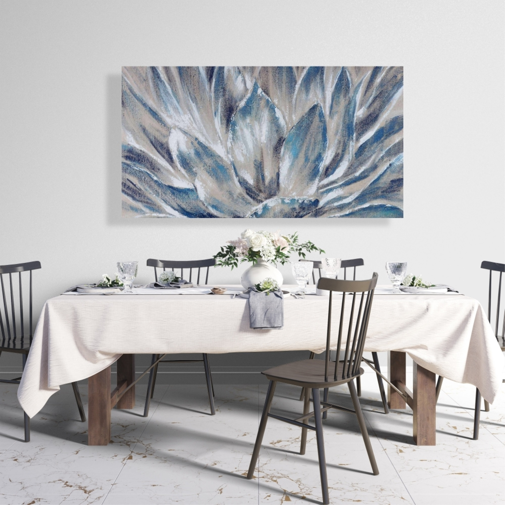 BLUE AND GRAY FLOWER - Print on canvas by Begin Edition