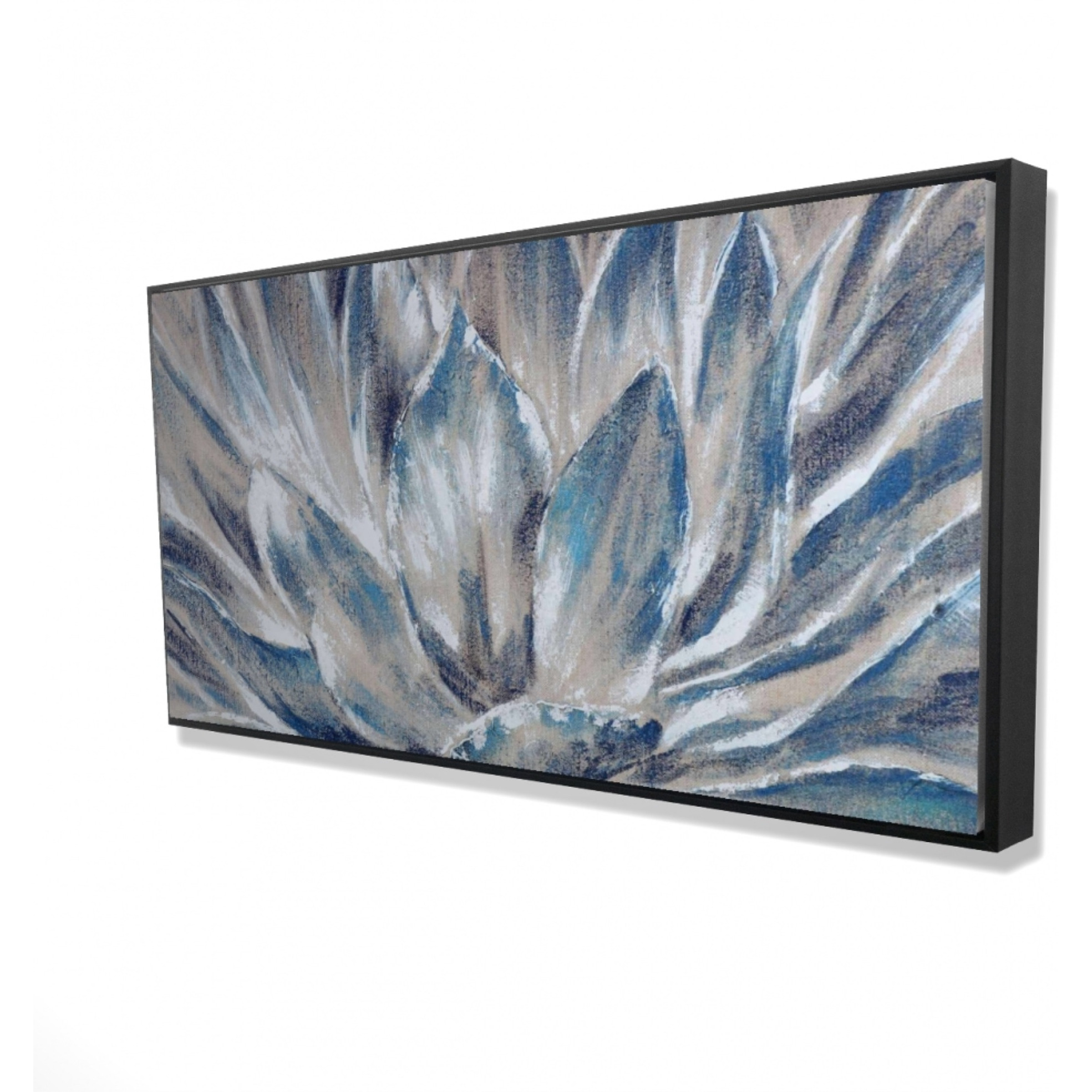 BLUE AND GRAY FLOWER - Framed Print on canvas by Begin Edition