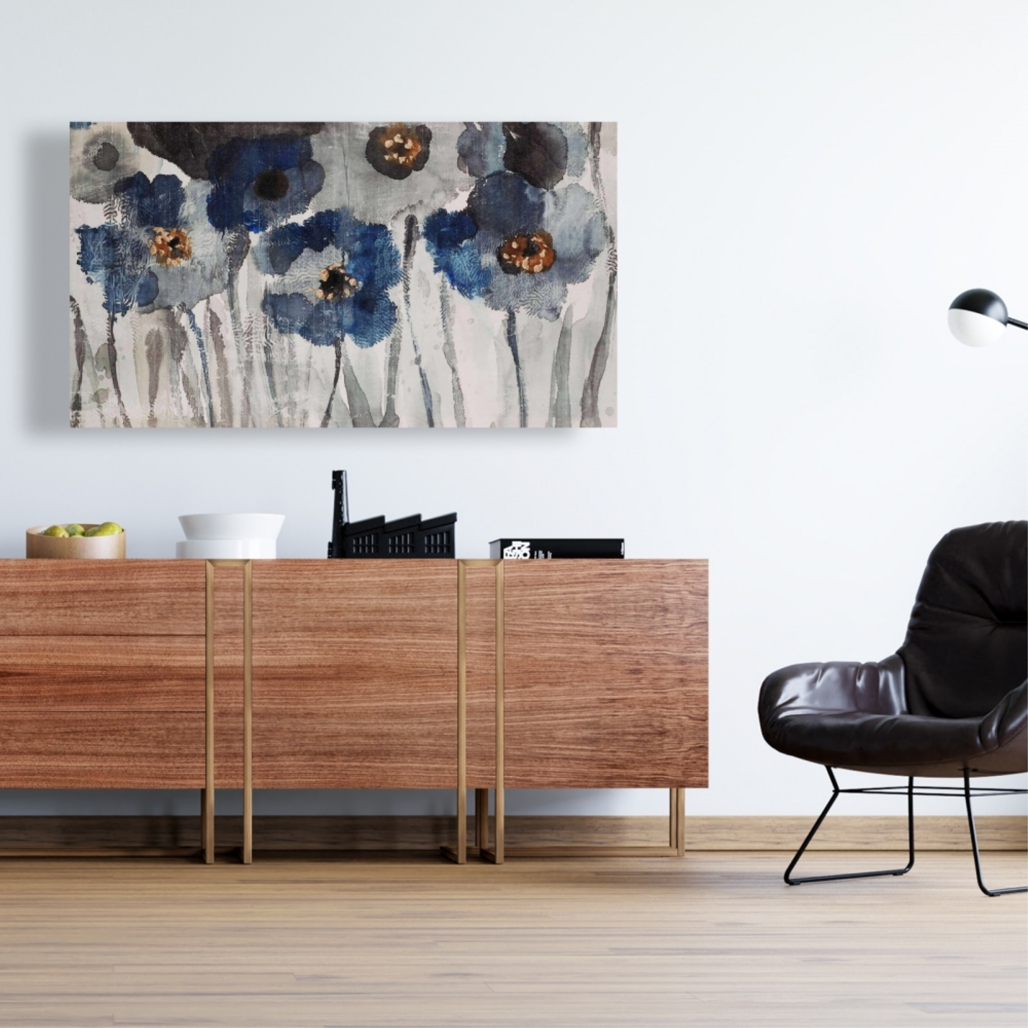 BLUE BLURRY FLOWERS - Print on canvas by Begin Edition
