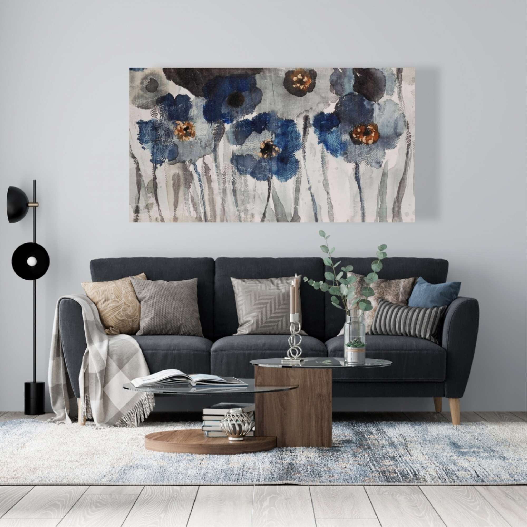 BLUE BLURRY FLOWERS - Print on canvas by Begin Edition