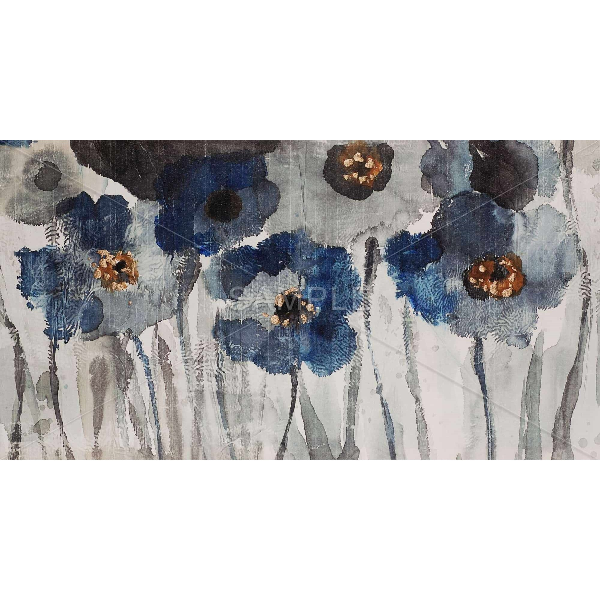 BLUE BLURRY FLOWERS - Print on canvas by Begin Edition