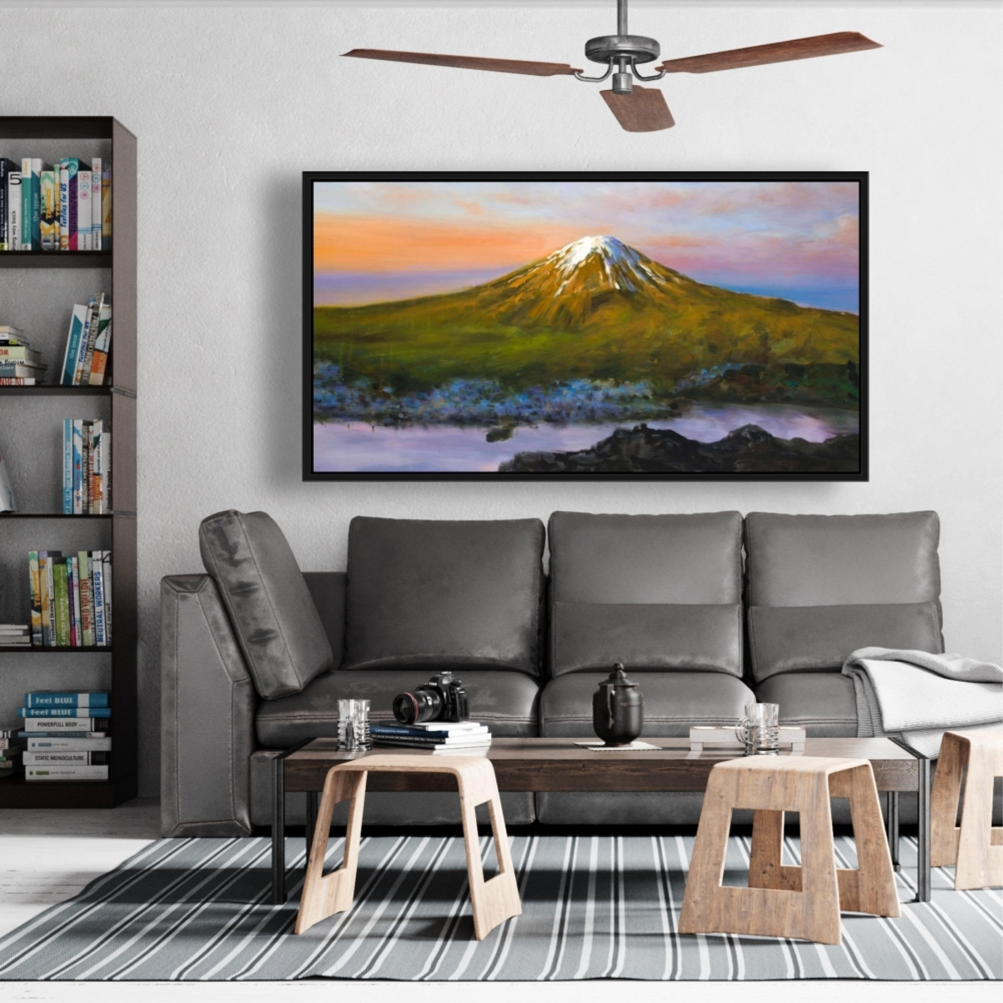 LANDSCAPE MOUNT FUJI - Framed Print on canvas by Begin Edition