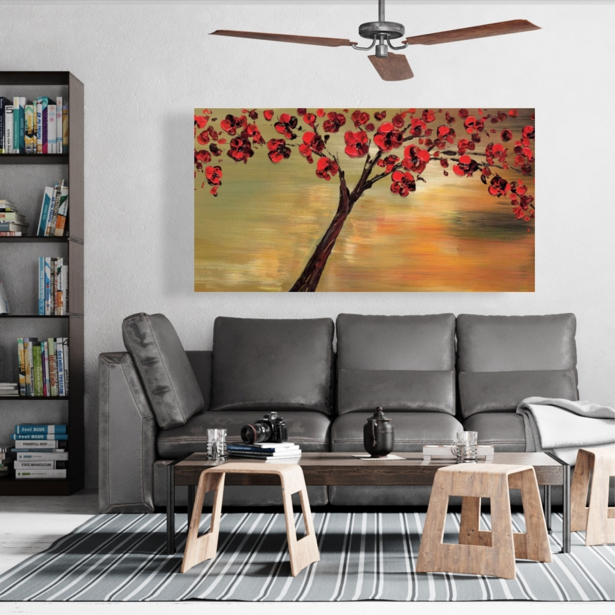 RED FLOWERS TREE - Print on canvas by Begin Edition