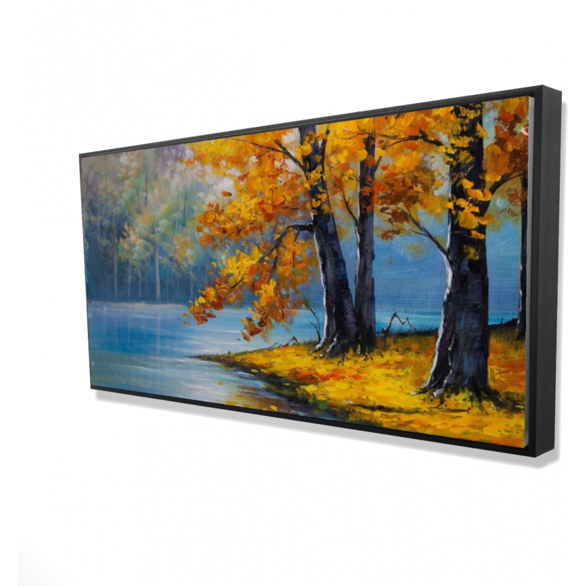TWO TREES BY THE LAKE - Framed Print on canvas by Begin Edition