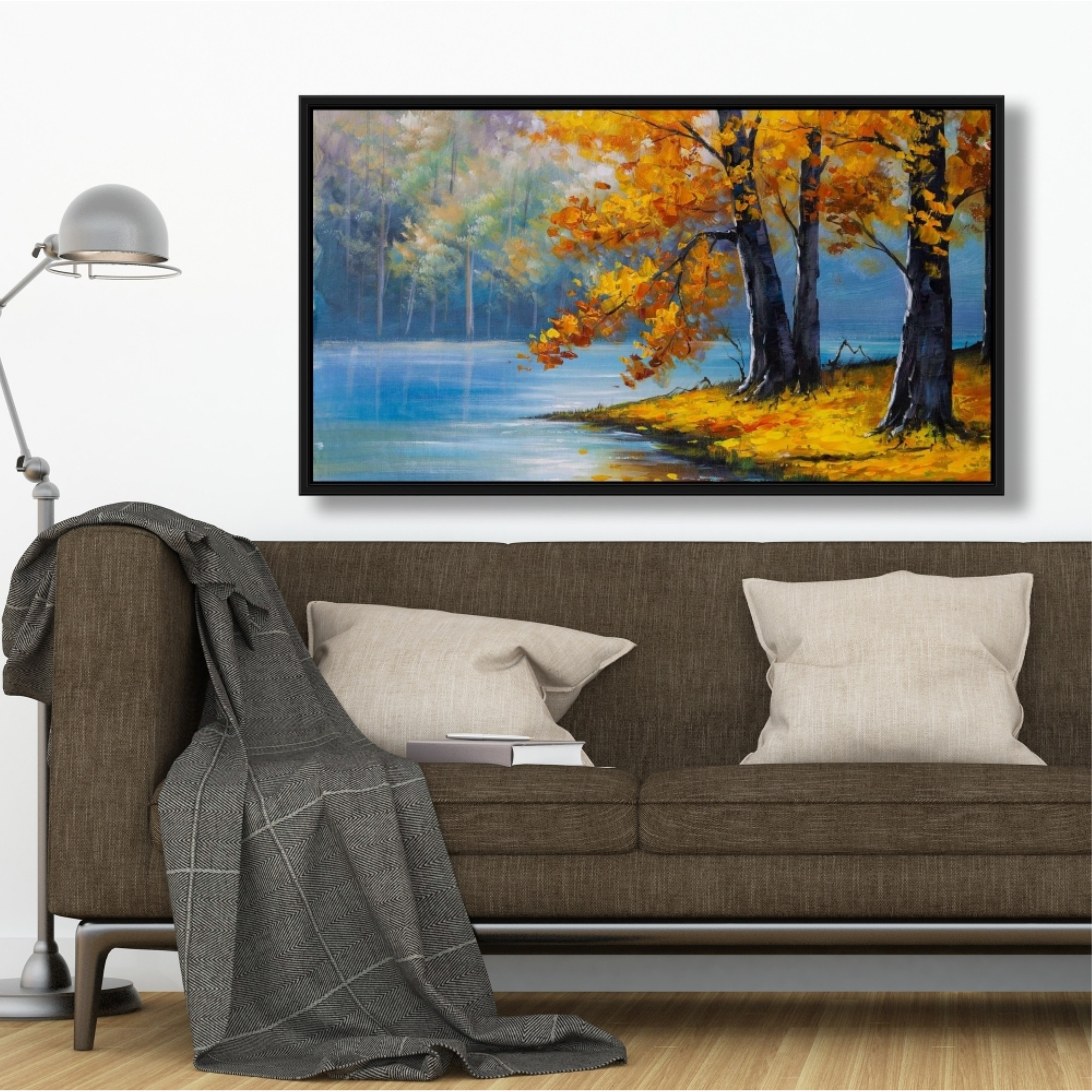 TWO TREES BY THE LAKE - Framed Print on canvas by Begin Edition