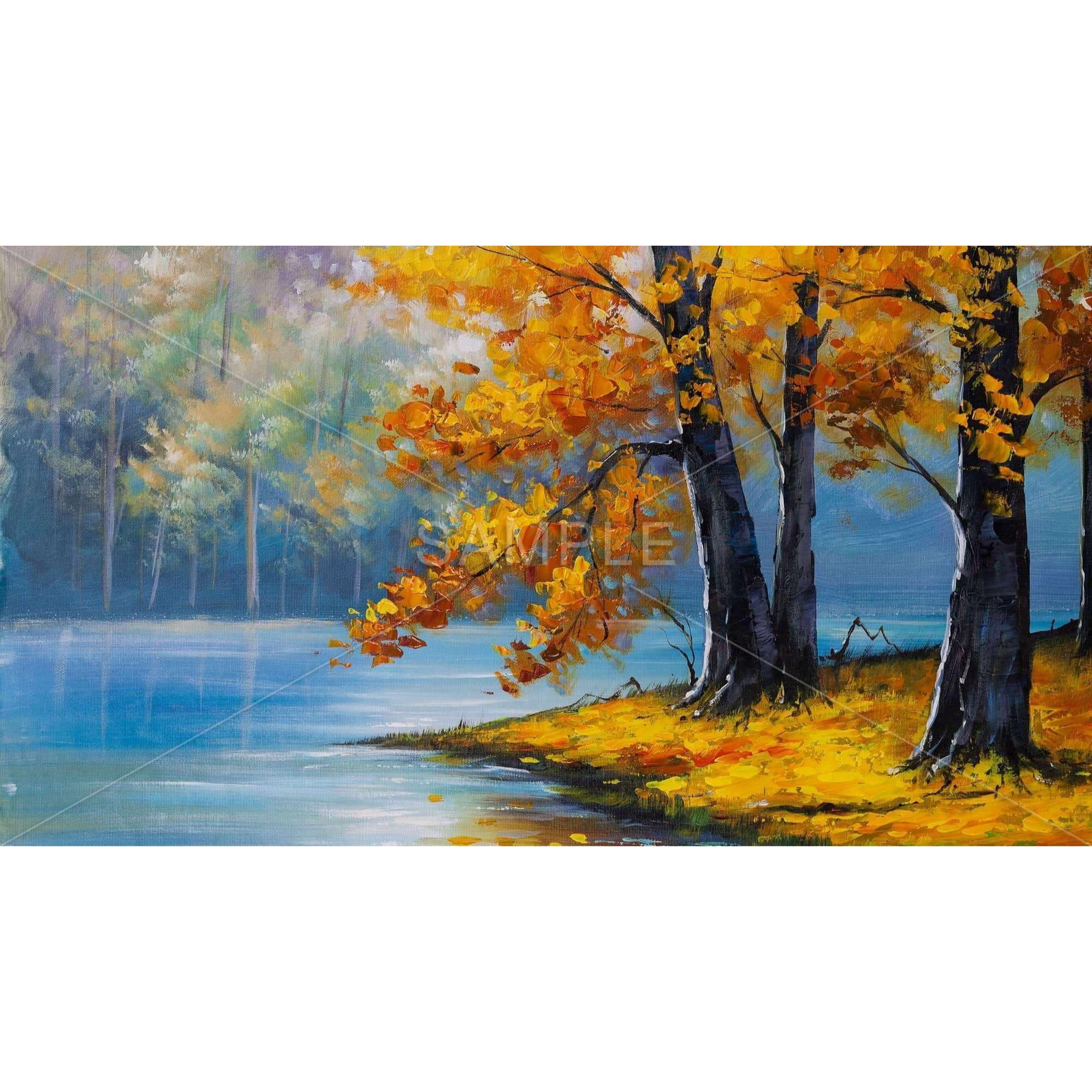 TWO TREES BY THE LAKE - Framed Print on canvas by Begin Edition