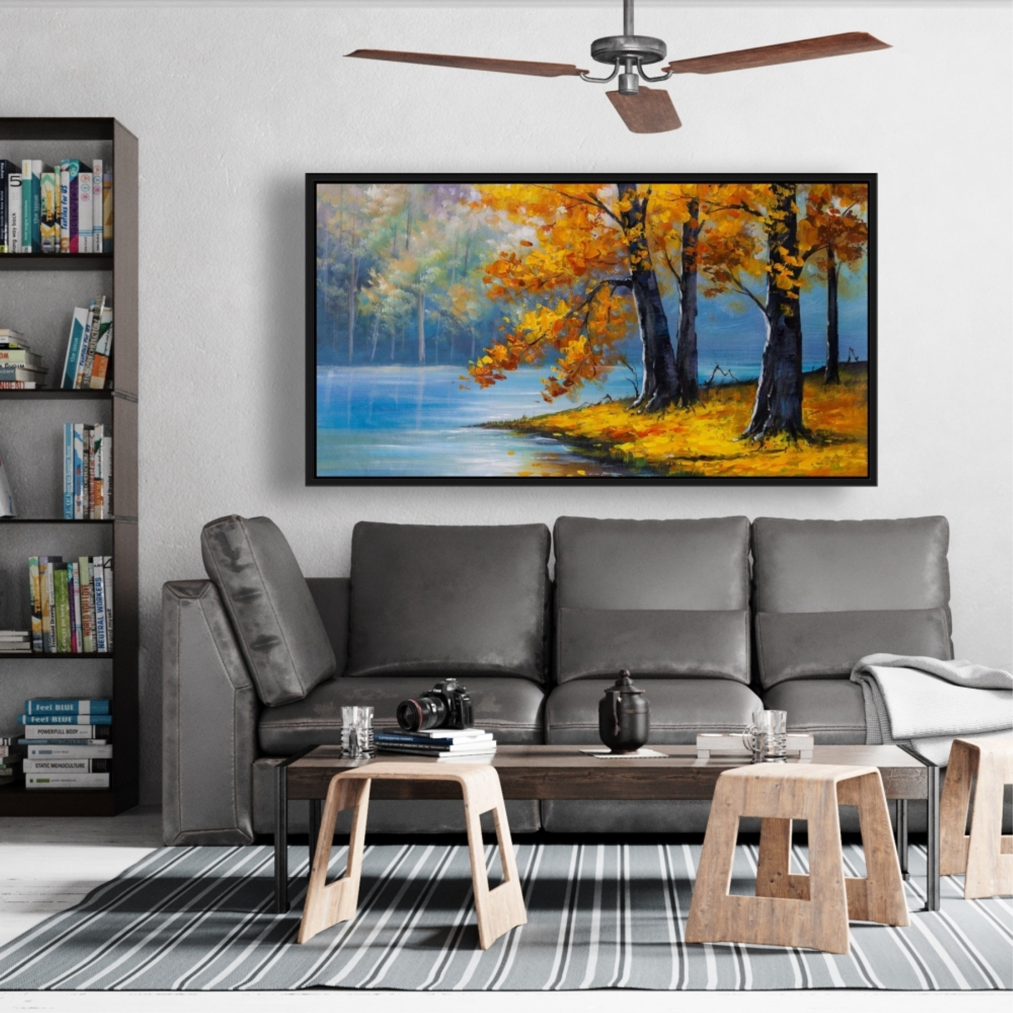 TWO TREES BY THE LAKE - Framed Print on canvas by Begin Edition