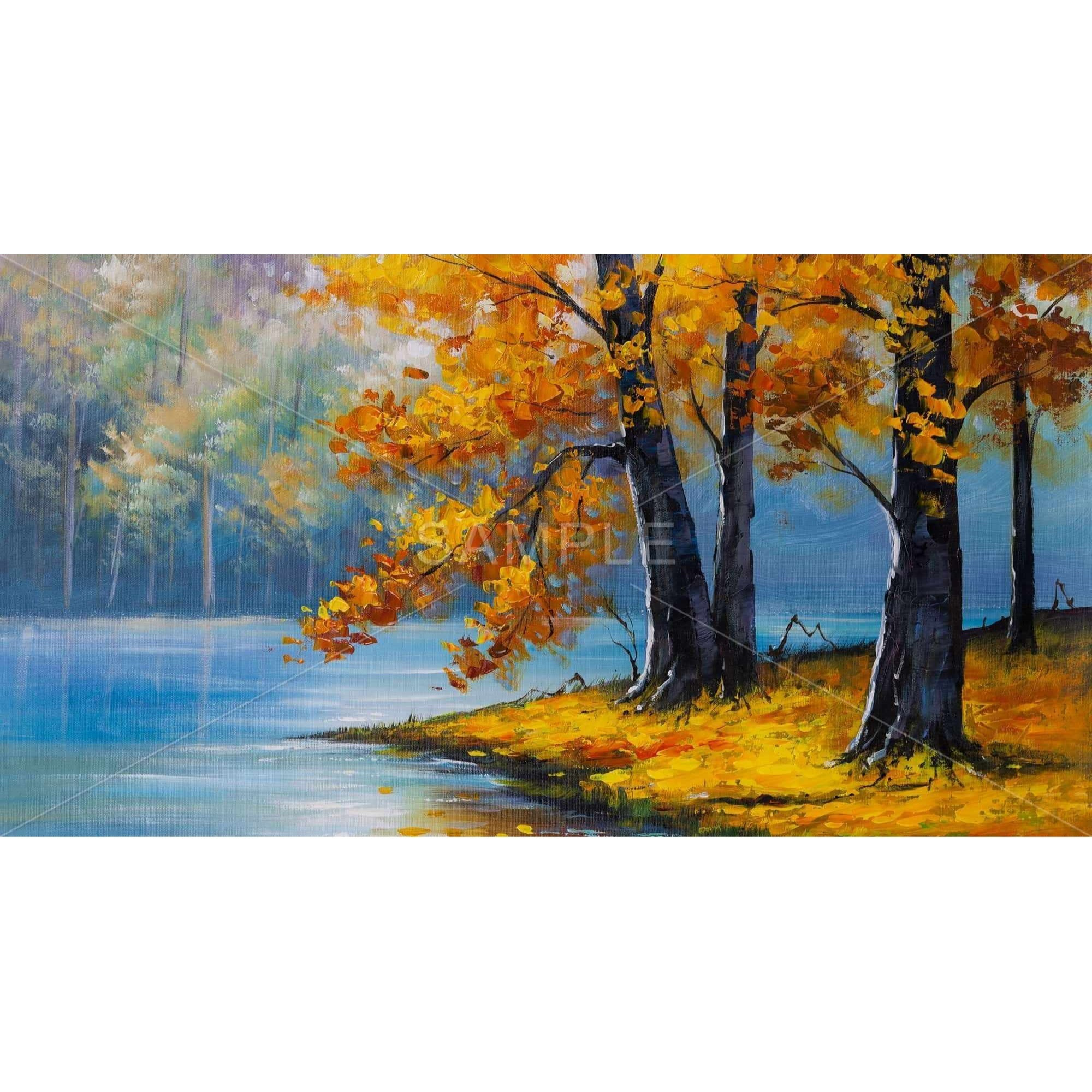 TWO TREES BY THE LAKE - Framed Print on canvas by Begin Edition