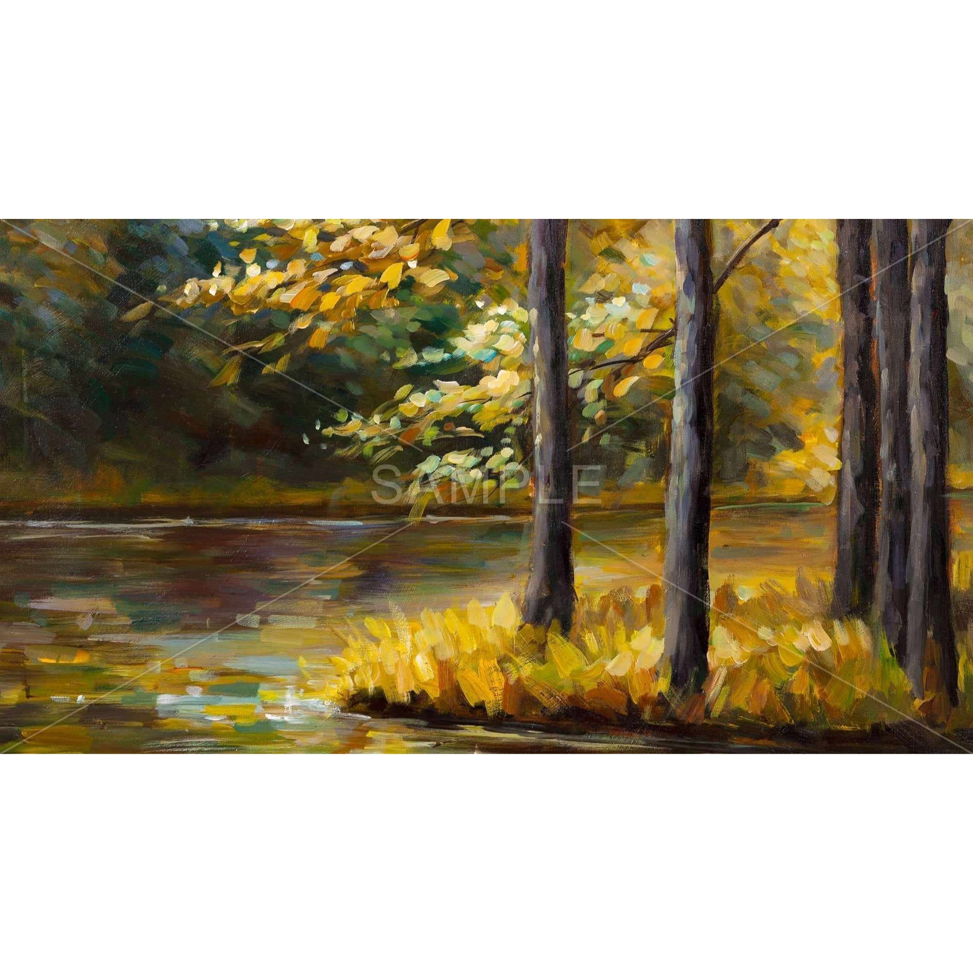 FALL LANDSCAPE BY THE WATER - Framed Print on canvas by Begin Edition