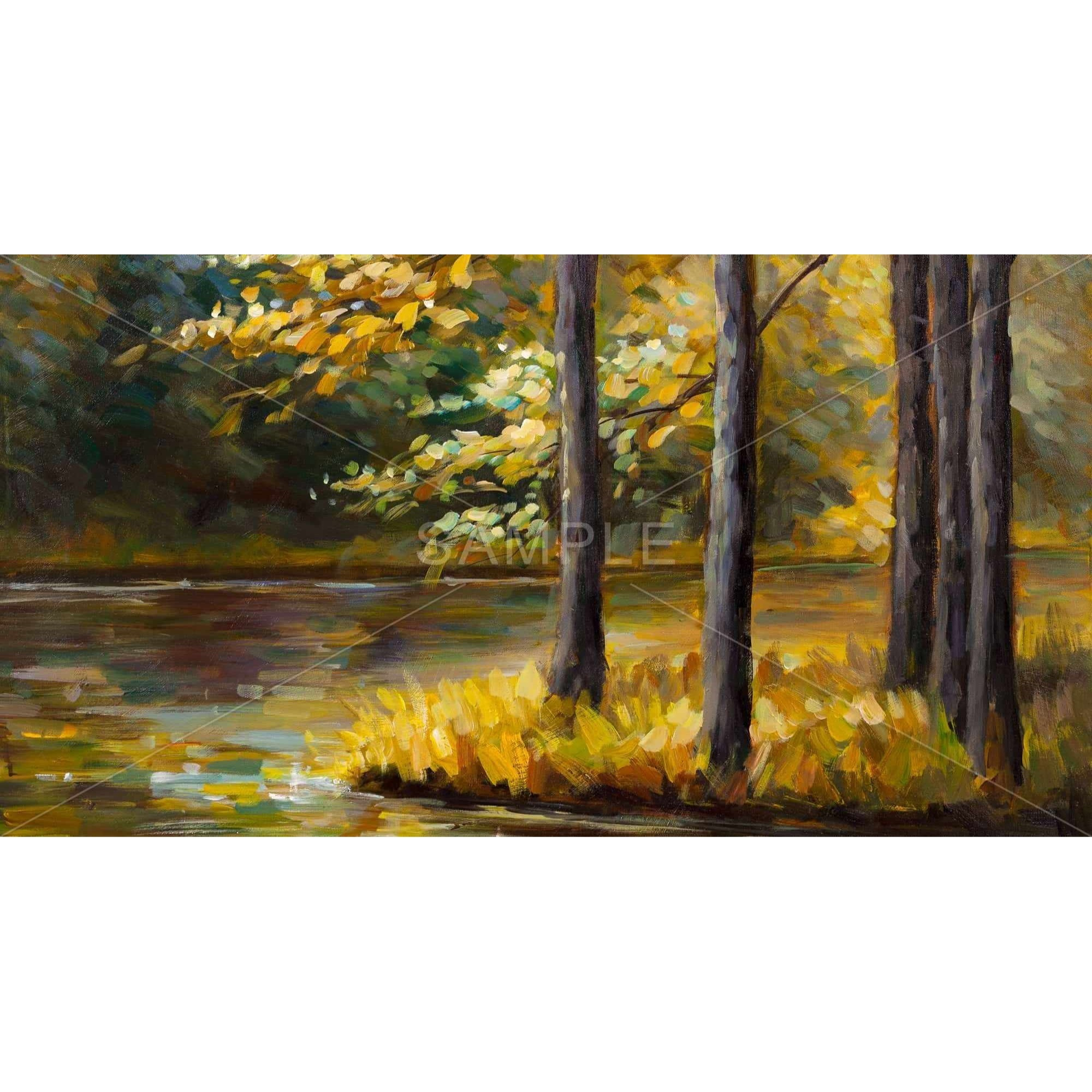 FALL LANDSCAPE BY THE WATER - Framed Print on canvas by Begin Edition