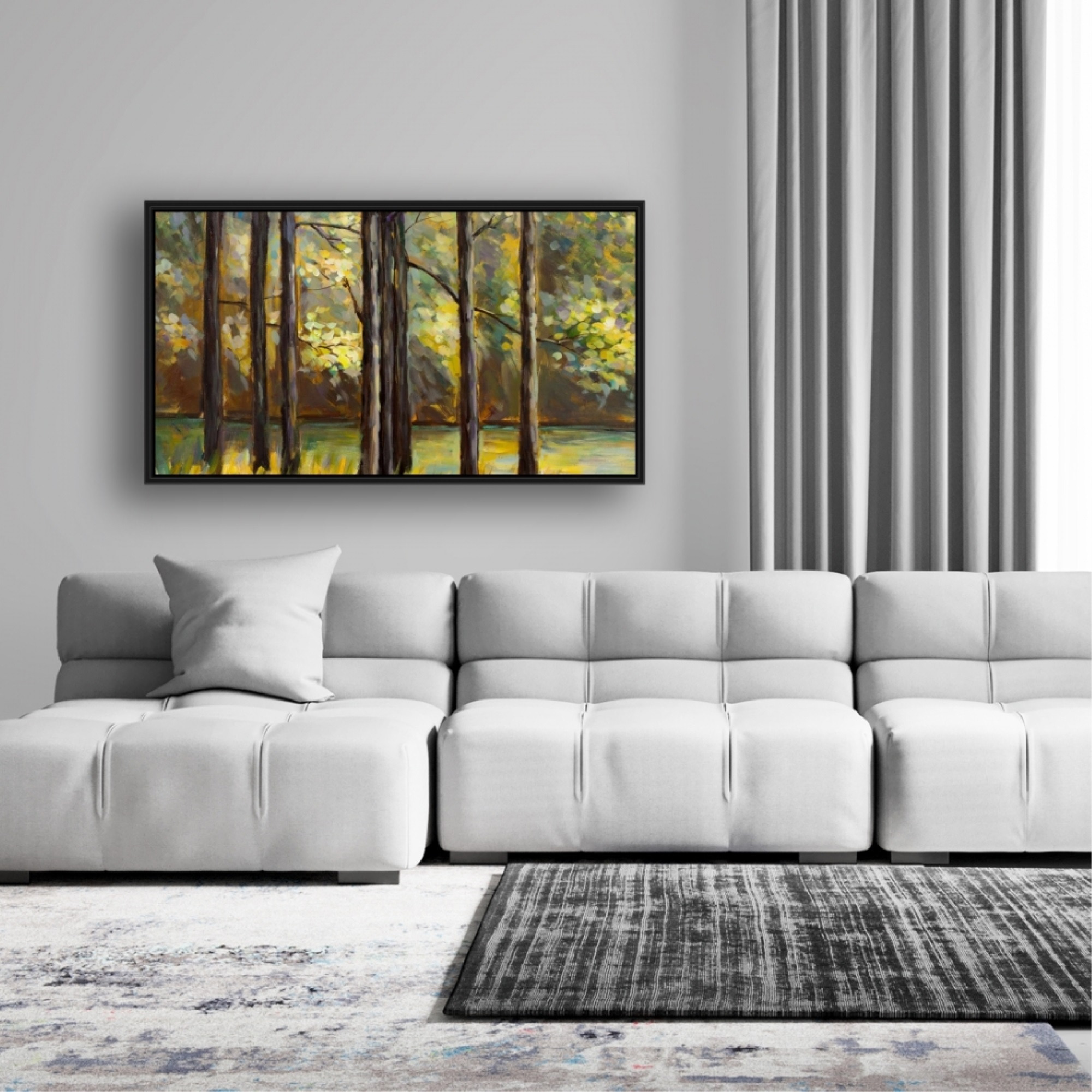 TREES IN THE MIDDLE OF THE LAKE - Framed Print on canvas by Begin Edition