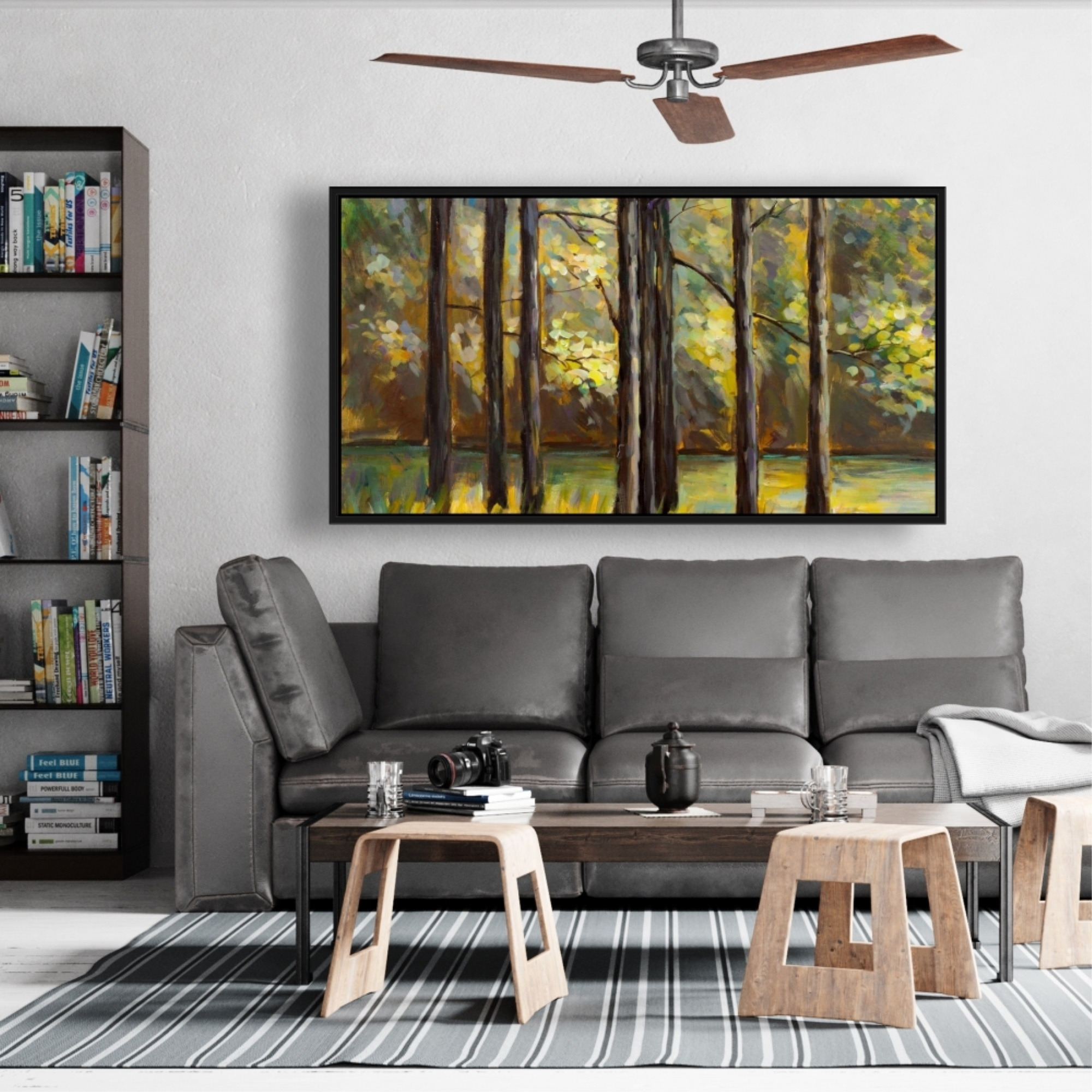 TREES IN THE MIDDLE OF THE LAKE - Framed Print on canvas by Begin Edition