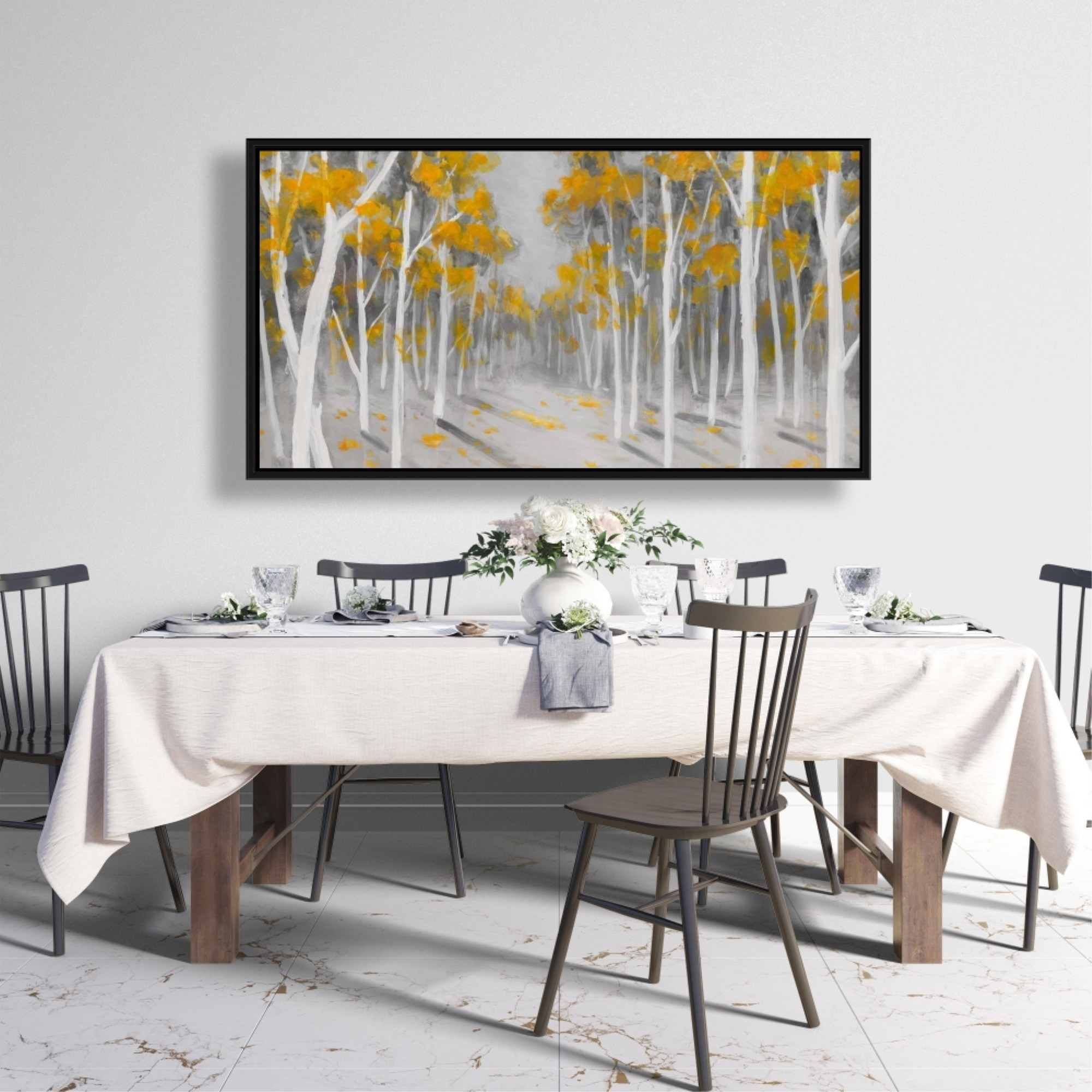YELLOW BIRCH FOREST - Framed Print on canvas by Begin Edition