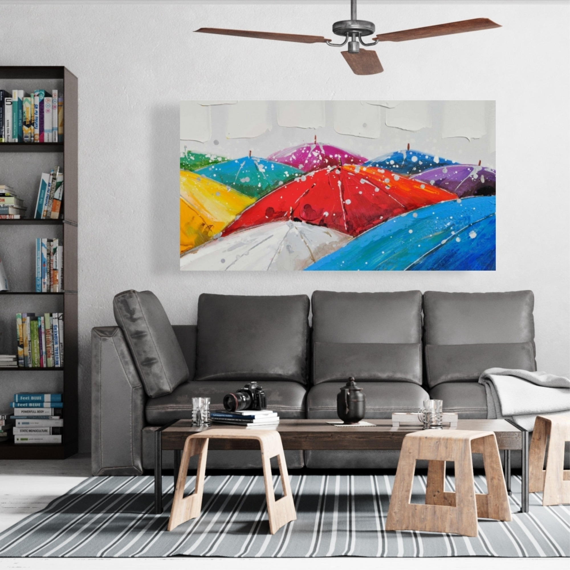 COLORFUL UMBRELLAS - Print on canvas by Begin Edition