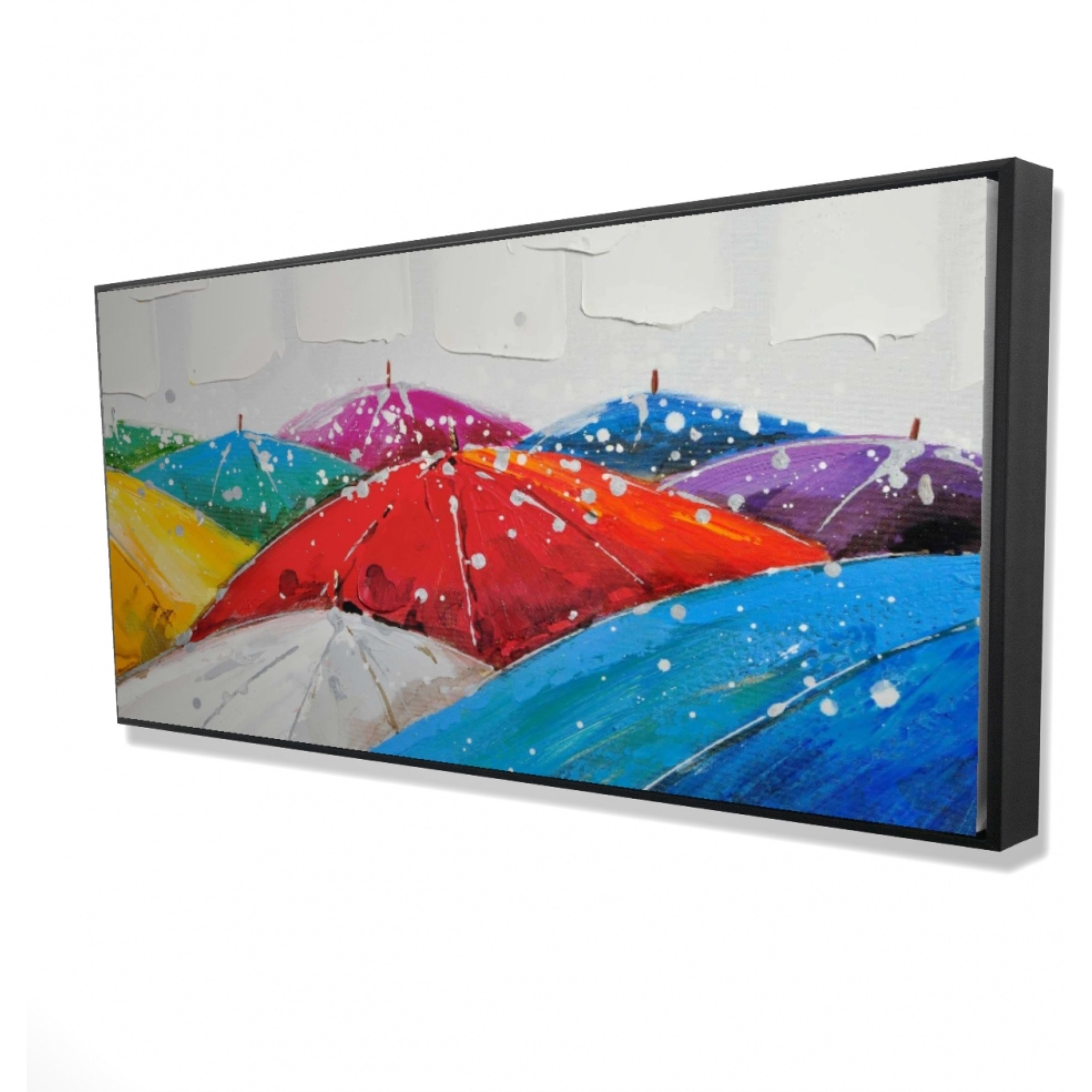 COLORFUL UMBRELLAS - Framed Print on canvas by Begin Edition