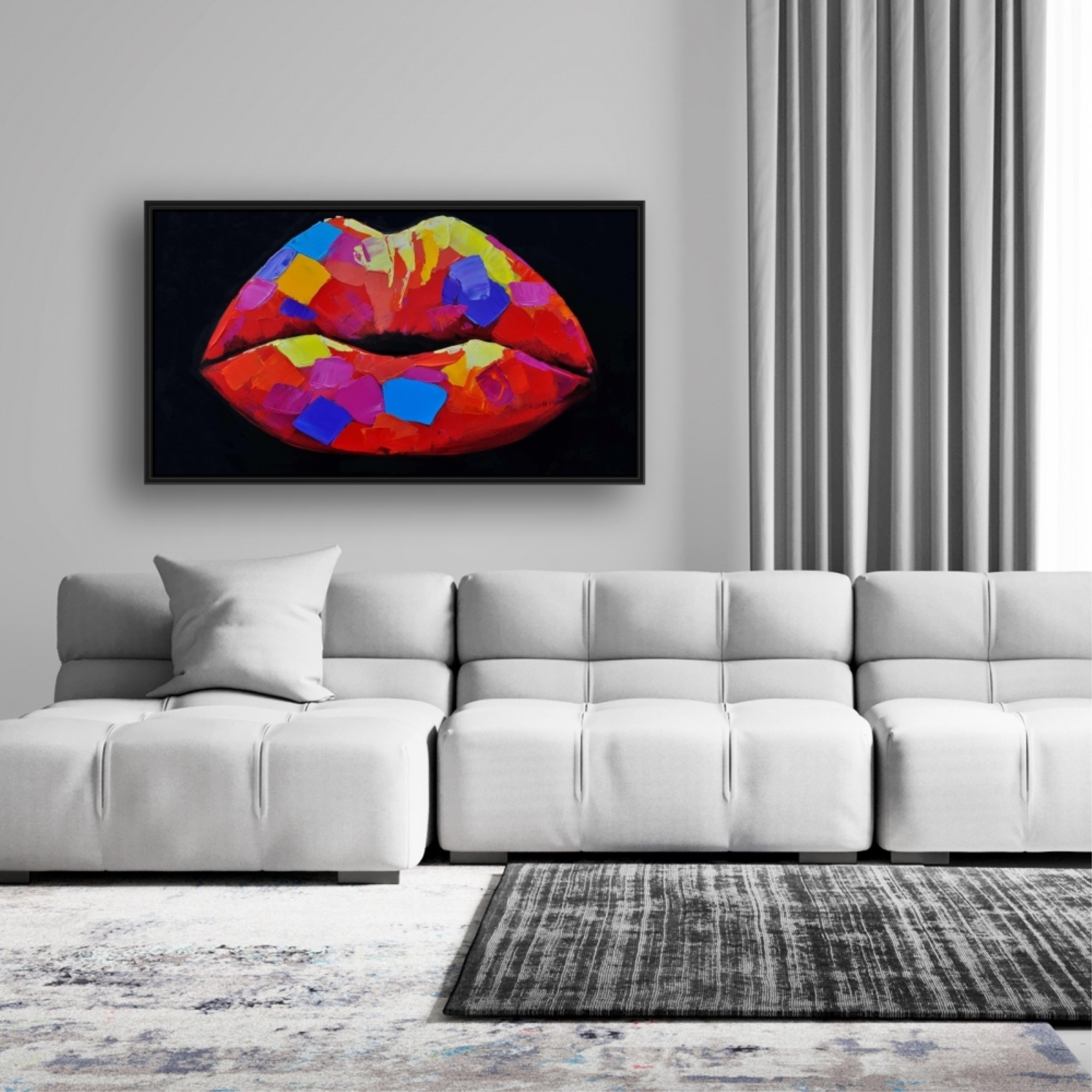 COLORFUL LIPSTICK - Framed Print on canvas by Begin Edition