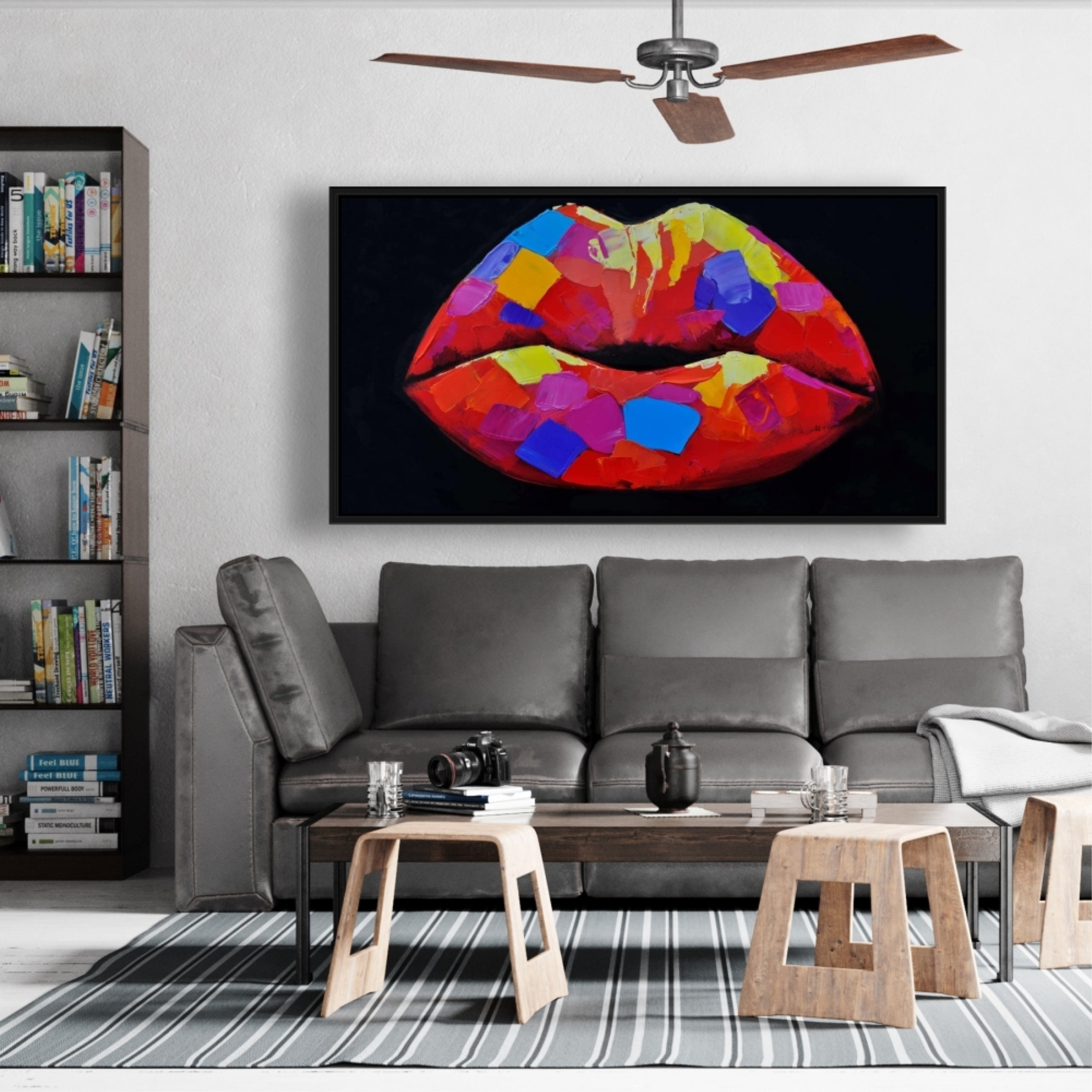 COLORFUL LIPSTICK - Framed Print on canvas by Begin Edition
