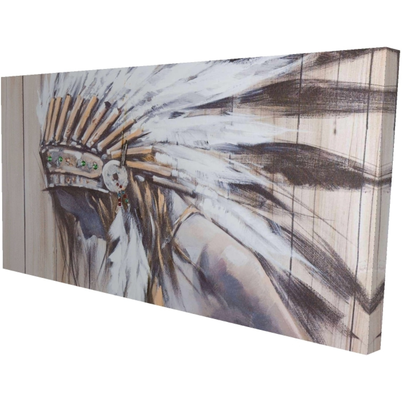 INDIAN WITH FEATHERS - Print on canvas by Begin Edition