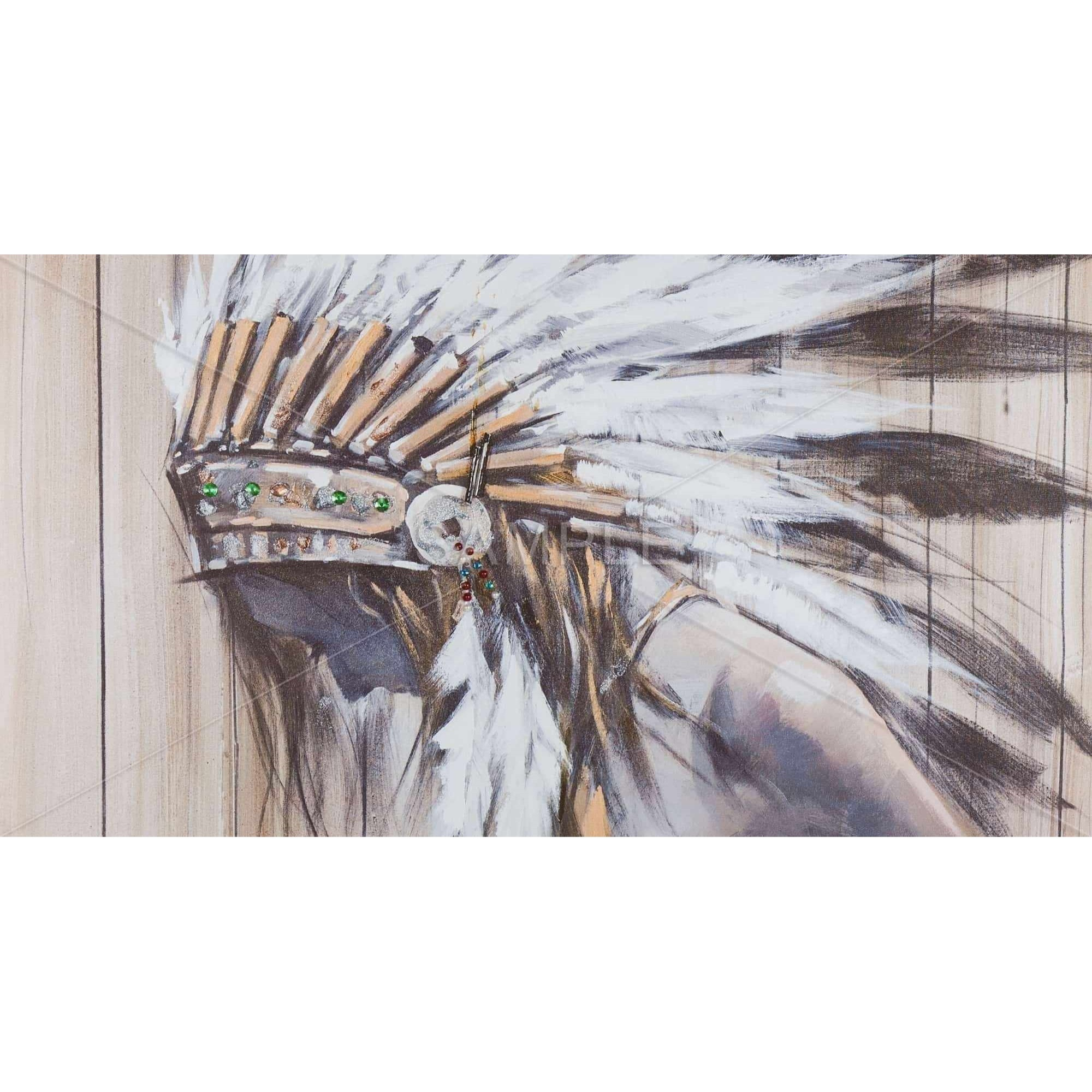 INDIAN WITH FEATHERS - Print on canvas by Begin Edition