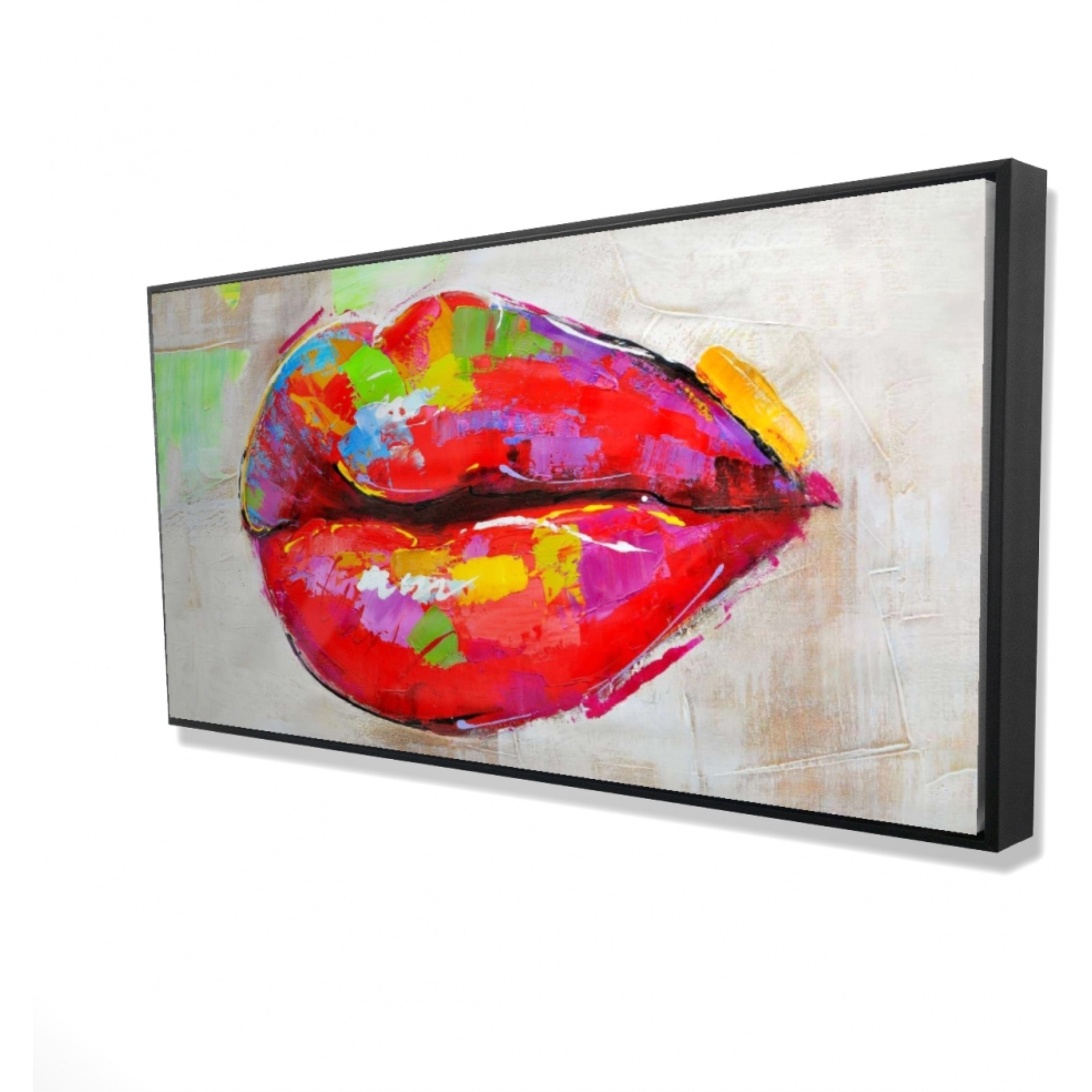 COLORFUL LIPS - Framed Print on canvas by Begin Edition