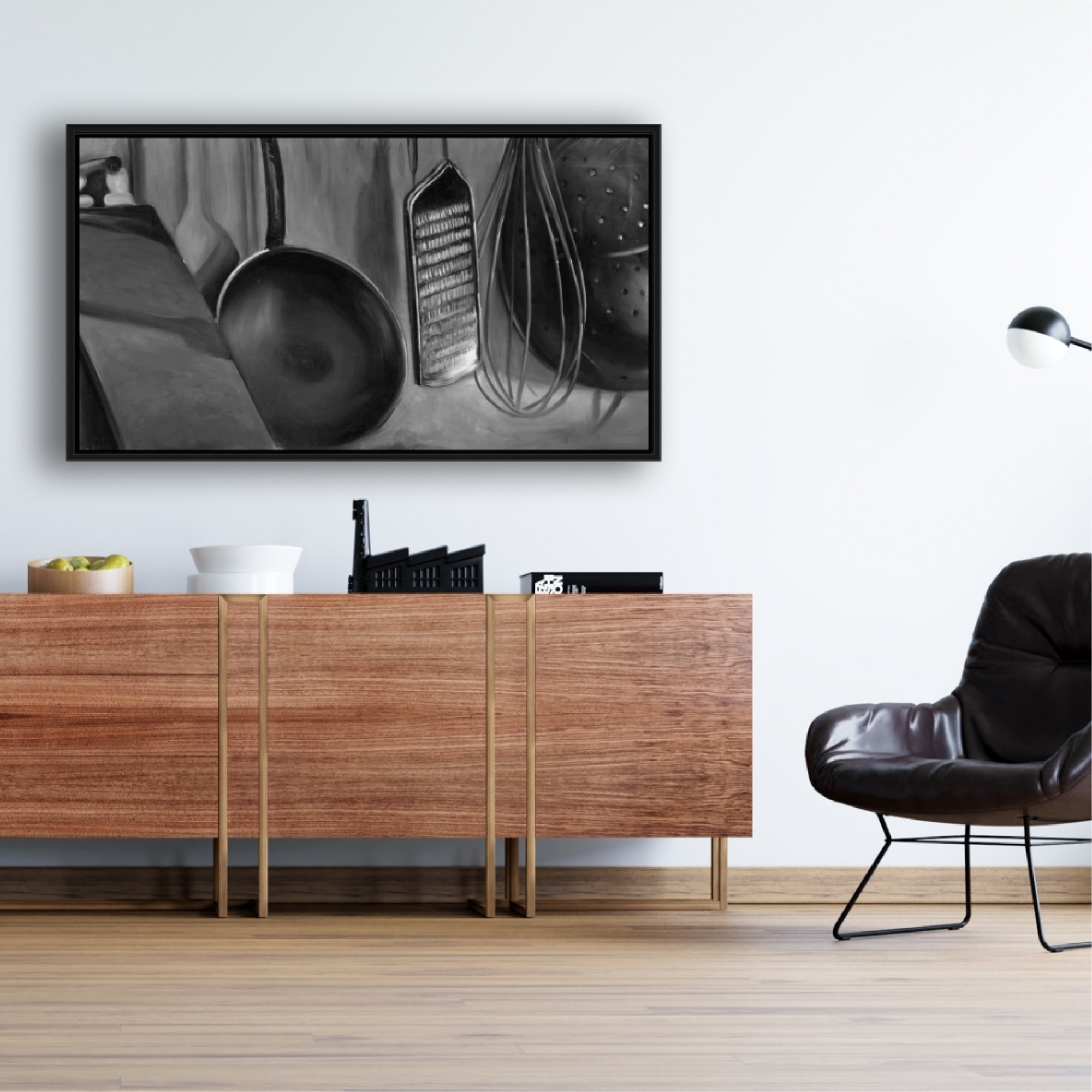 KITCHEN TOOLS FOR CHEF - Framed Print on canvas by Begin Edition