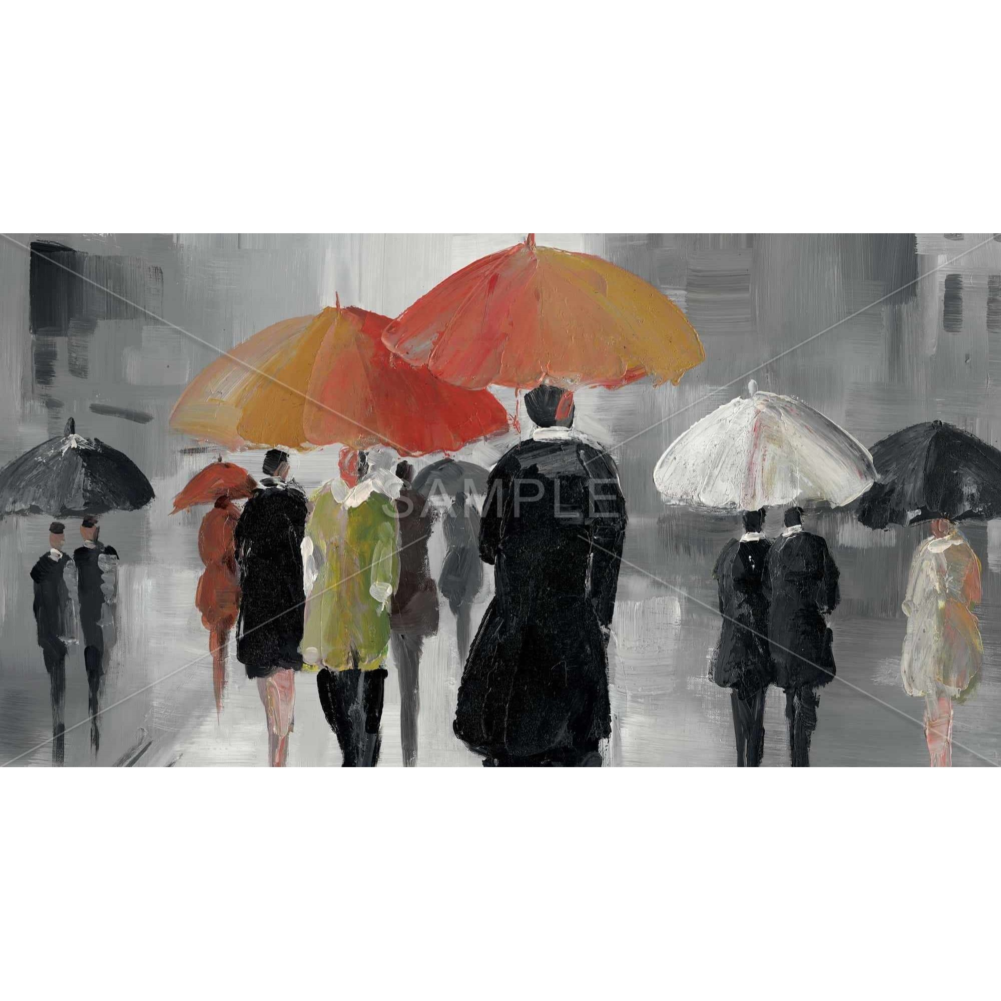 STREET SCENE WITH UMBRELLAS - Print on canvas by Begin Edition