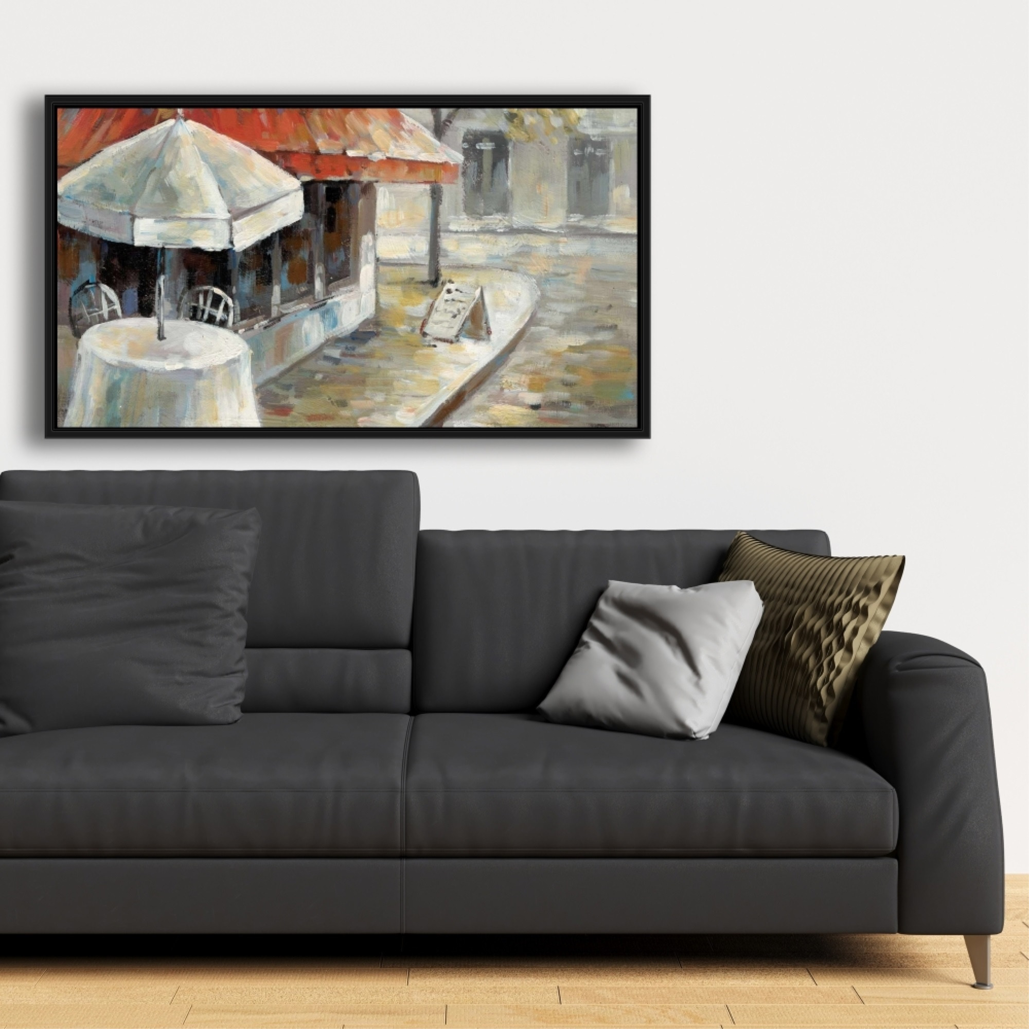 DESERTED AND SUNNY STREET - Framed Print on canvas by Begin Edition