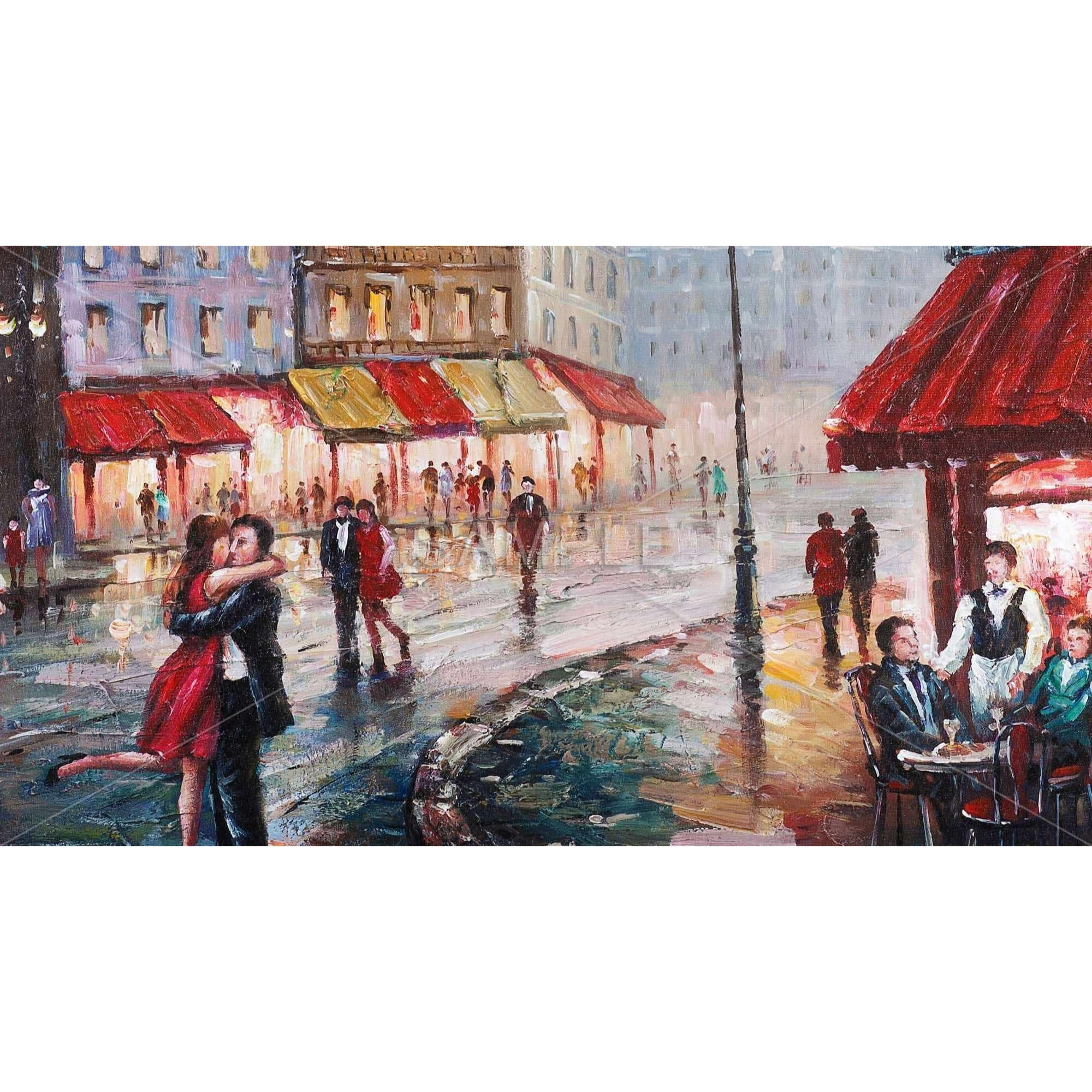 COUPLE KISSING IN THE STREET - Framed Print on canvas by Begin Edition