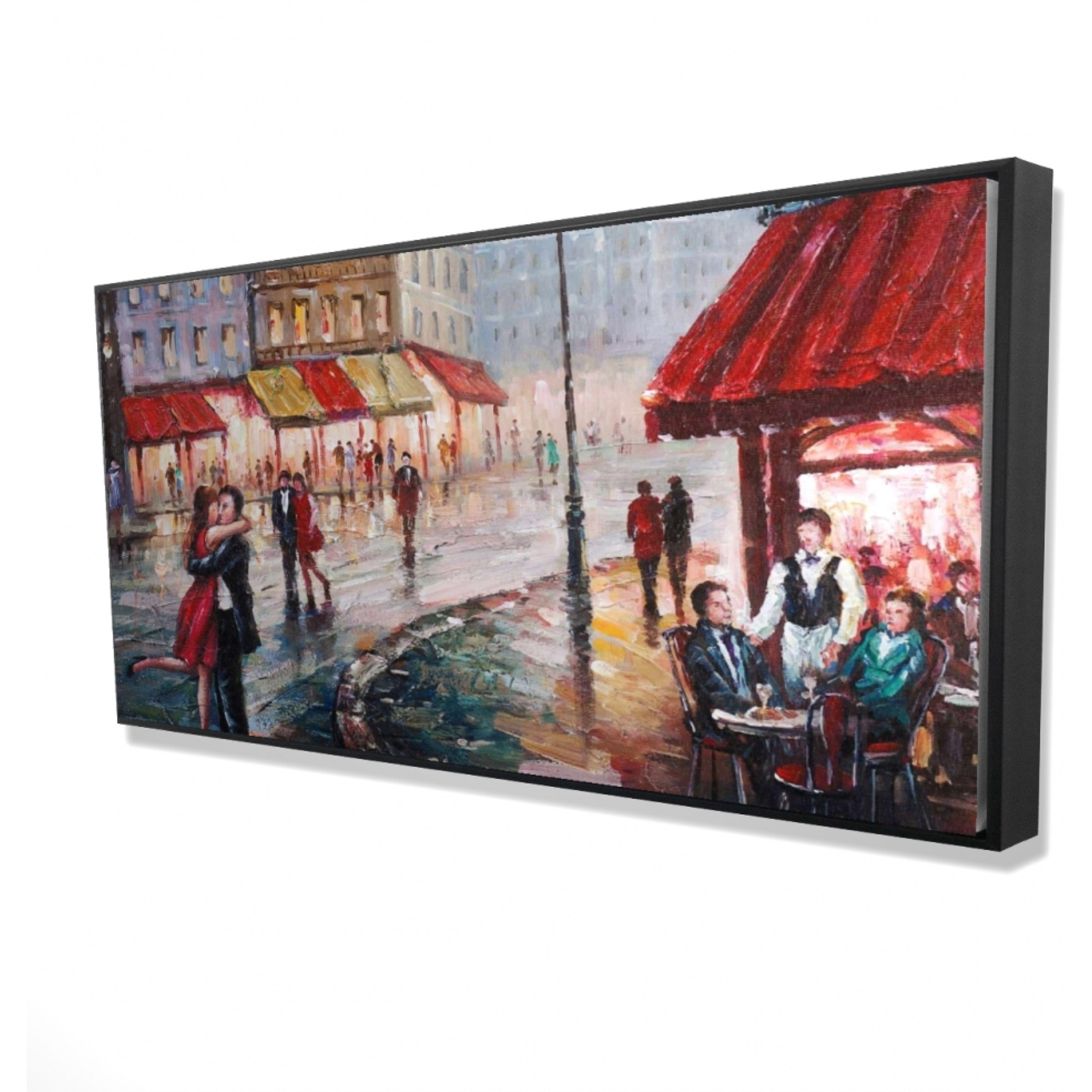 COUPLE KISSING IN THE STREET - Framed Print on canvas by Begin Edition