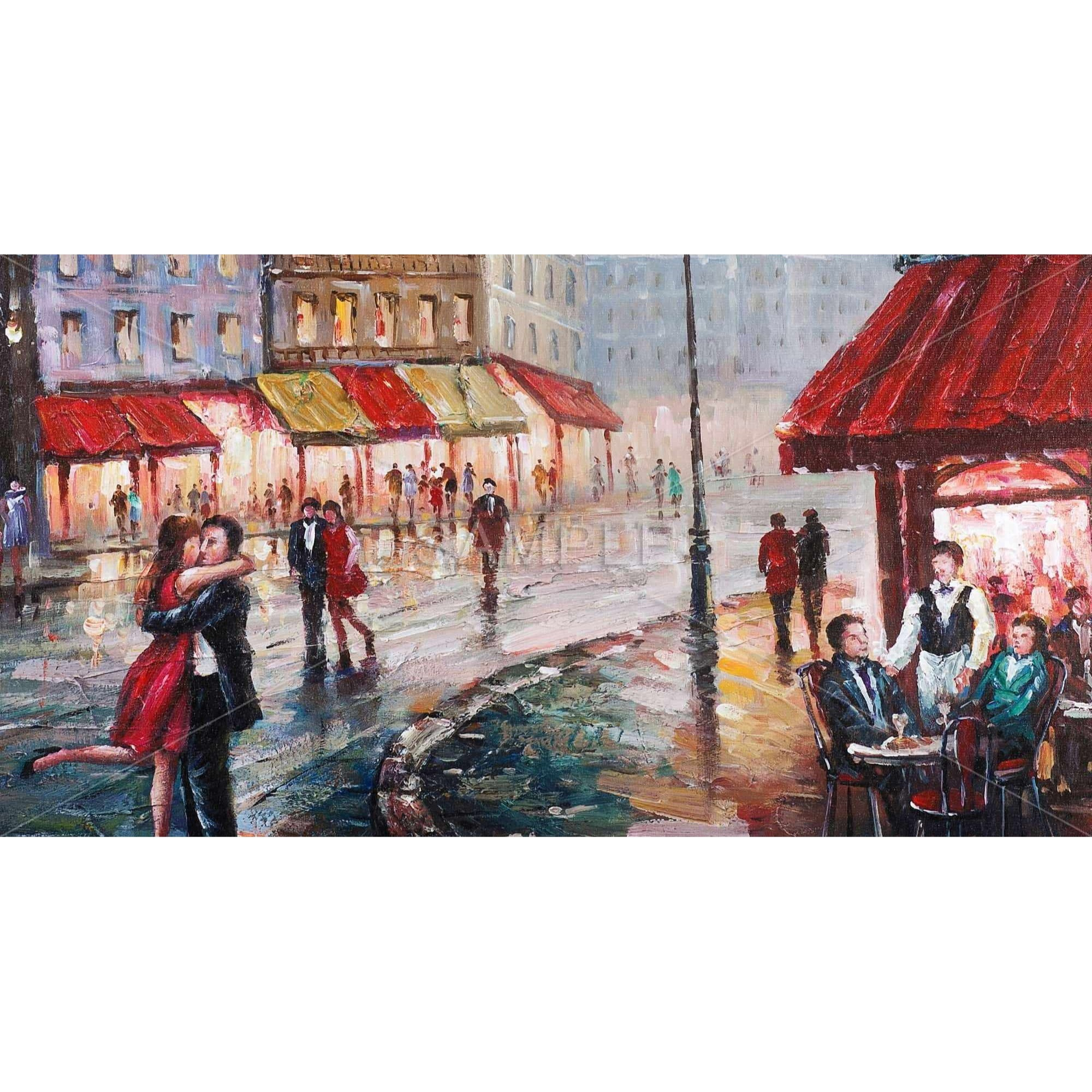 COUPLE KISSING IN THE STREET - Framed Print on canvas by Begin Edition