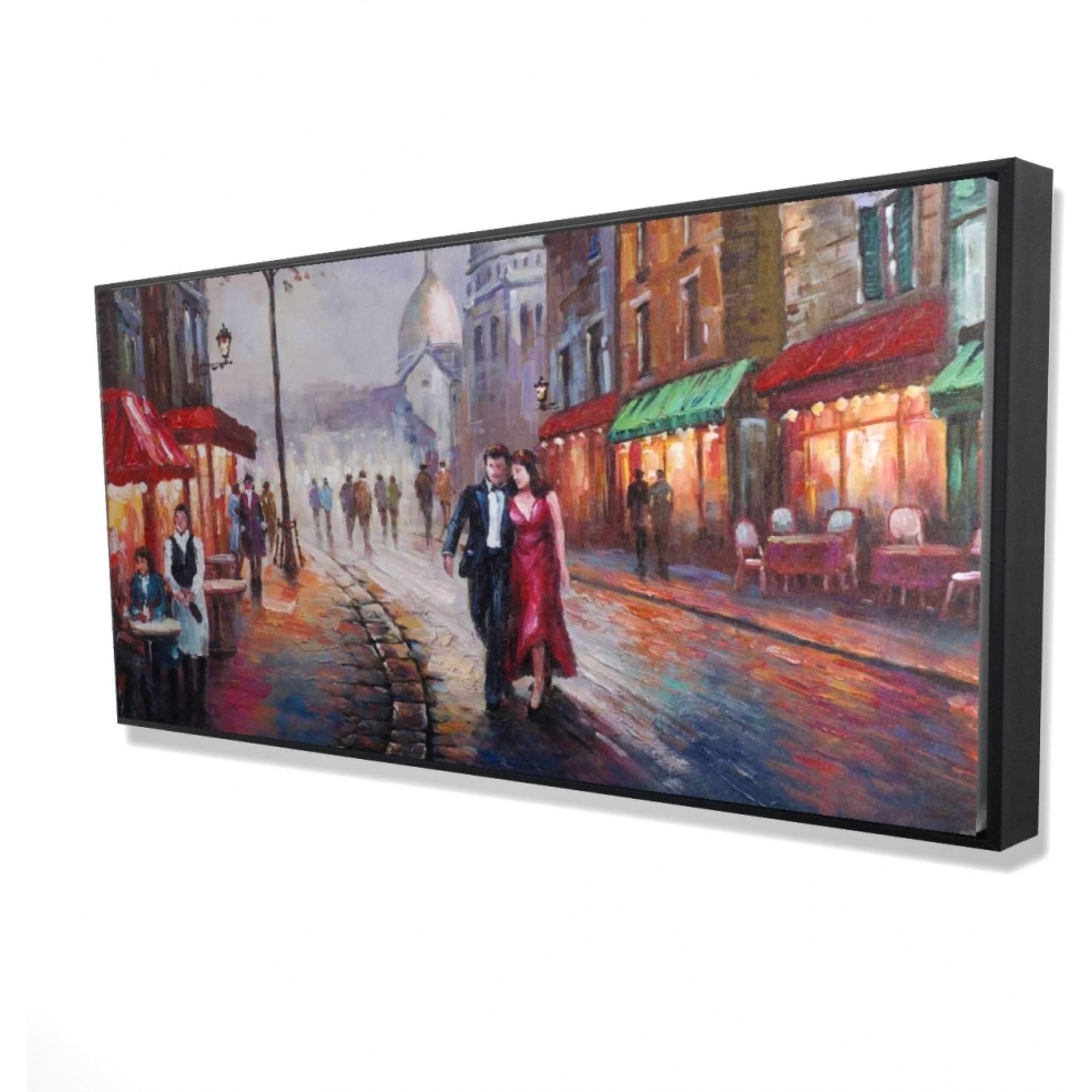 DRESSED UP COUPLE ON THE STREET - Framed Print on canvas by Begin Edition
