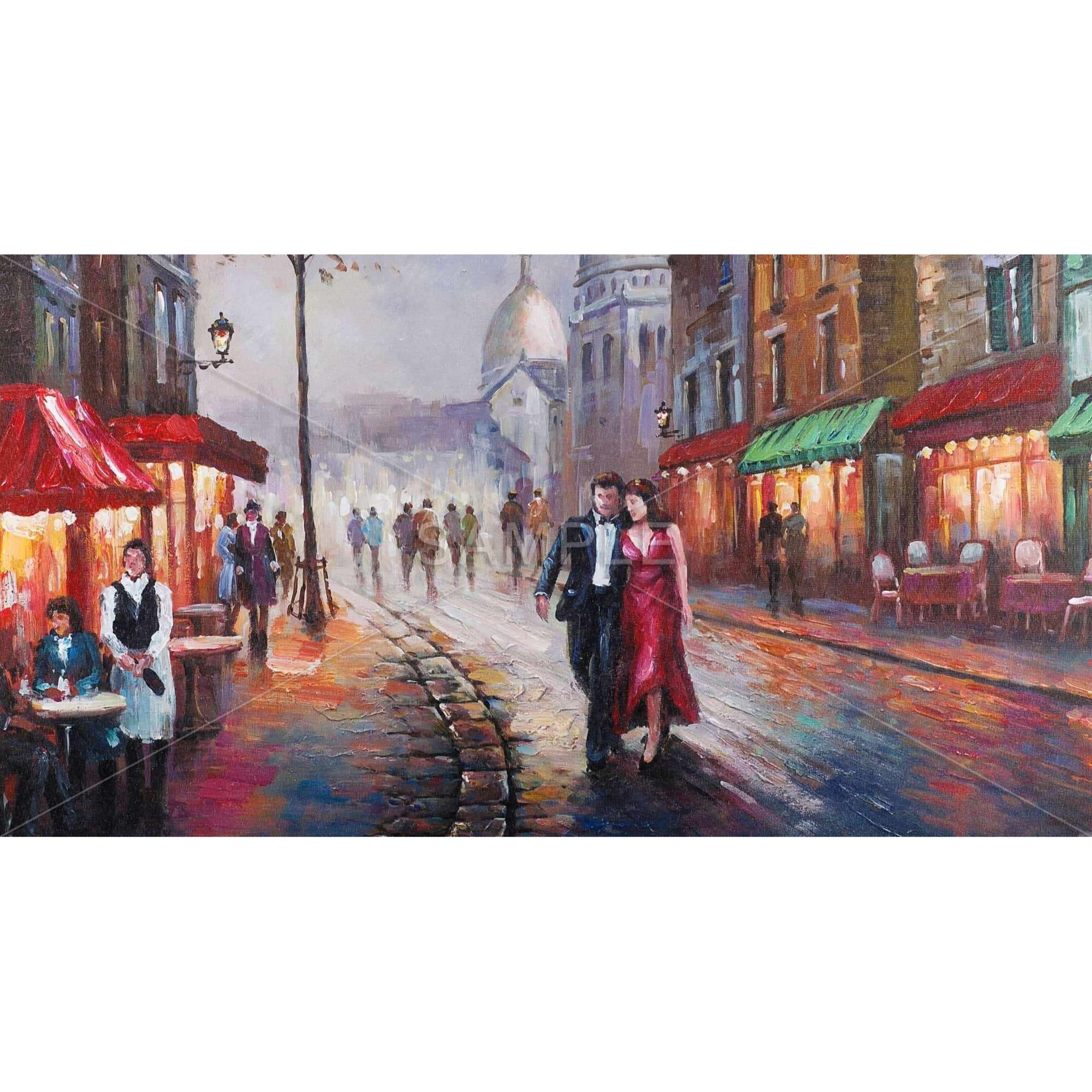 DRESSED UP COUPLE ON THE STREET - Framed Print on canvas by Begin Edition