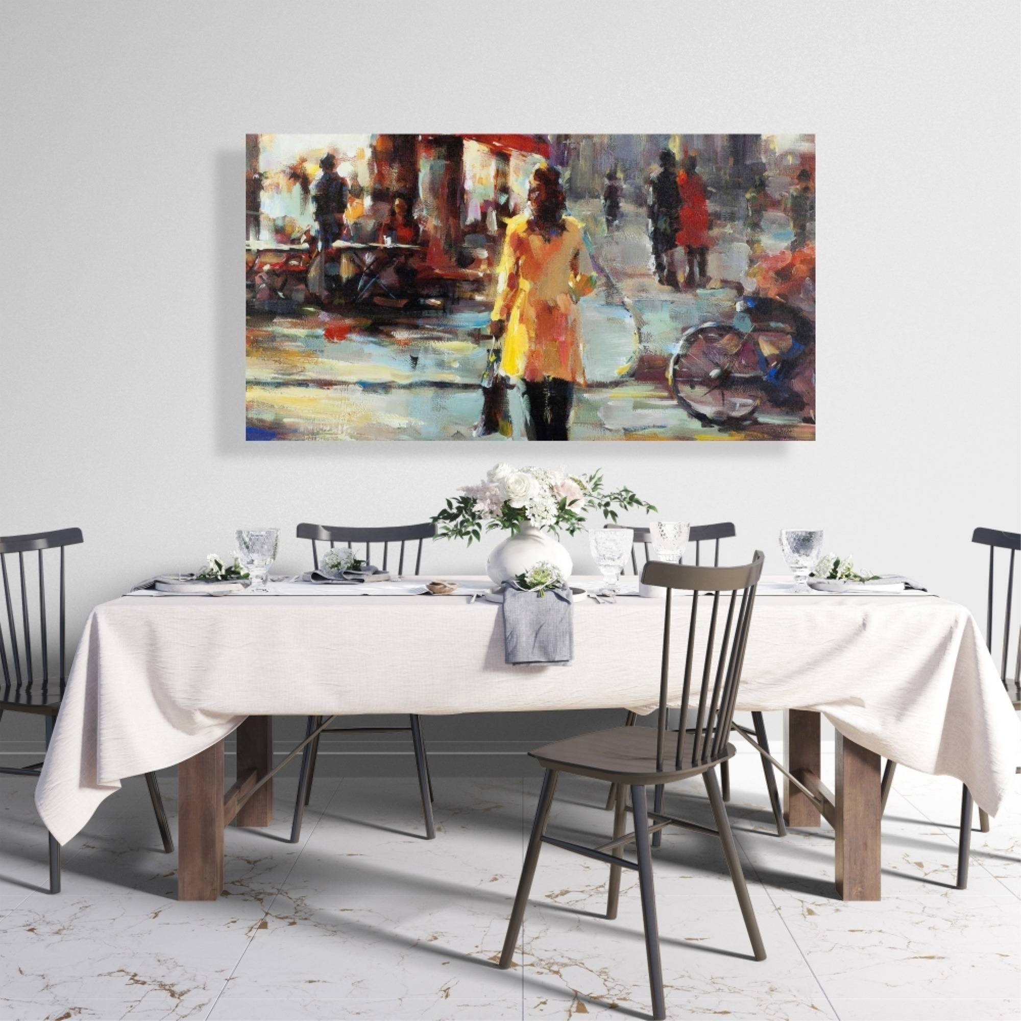 WOMAN WALKING IN PARIS - Print on canvas by Begin Edition