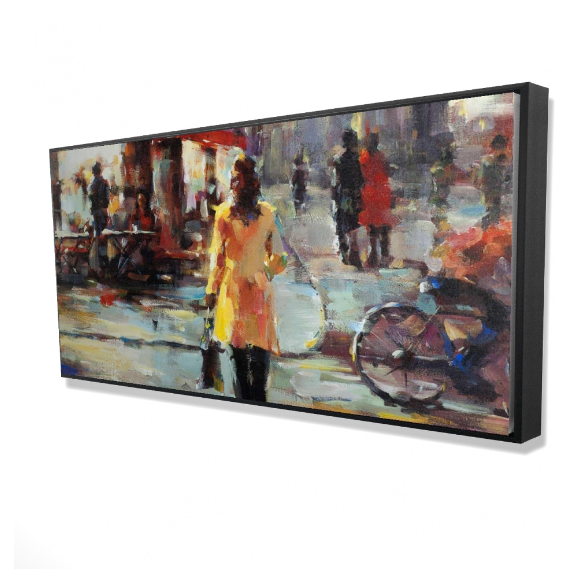 WOMAN WALKING IN PARIS - Framed Print on canvas by Begin Edition