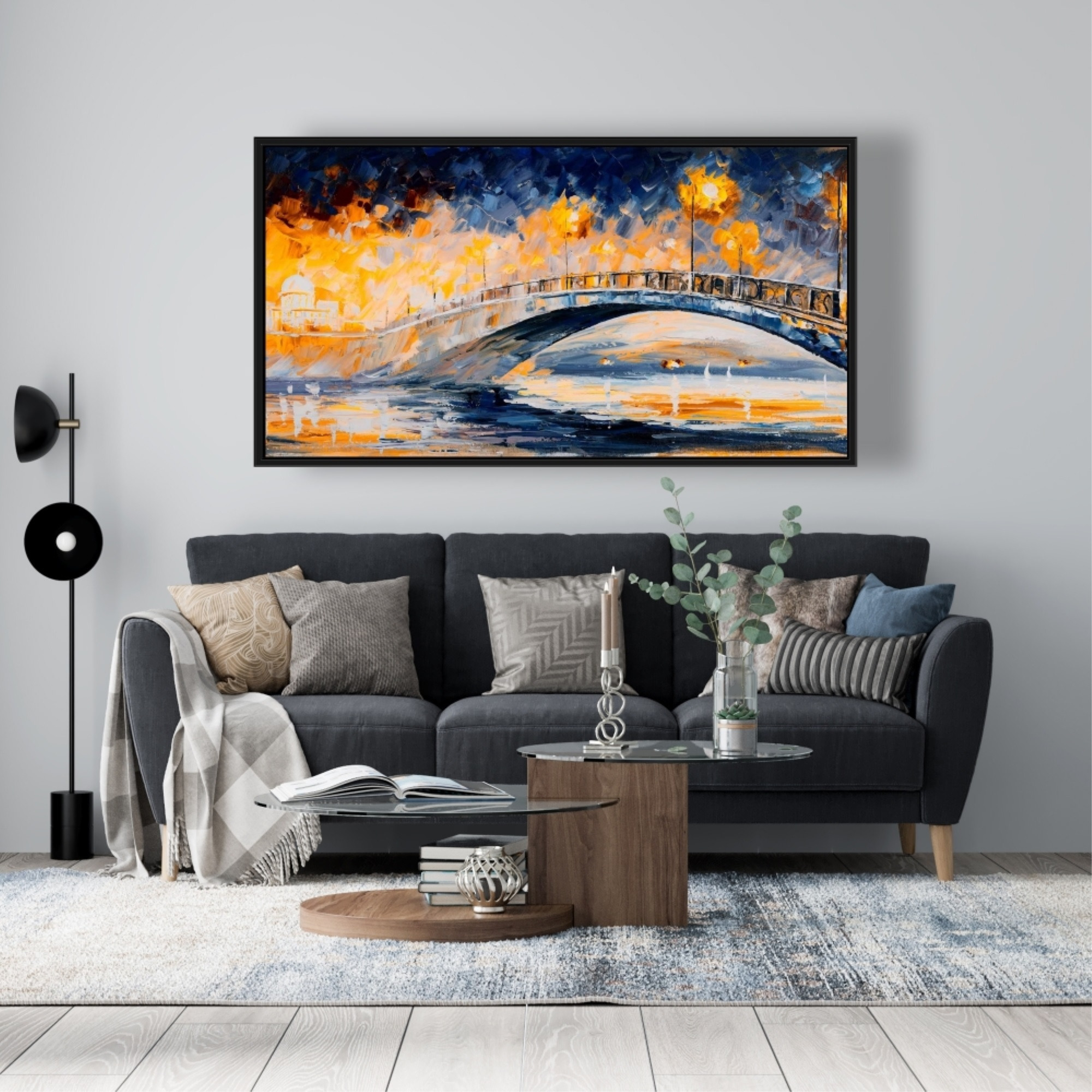 BRIDGE IN THE MOONLIGHT - Framed Print on canvas by Begin Edition