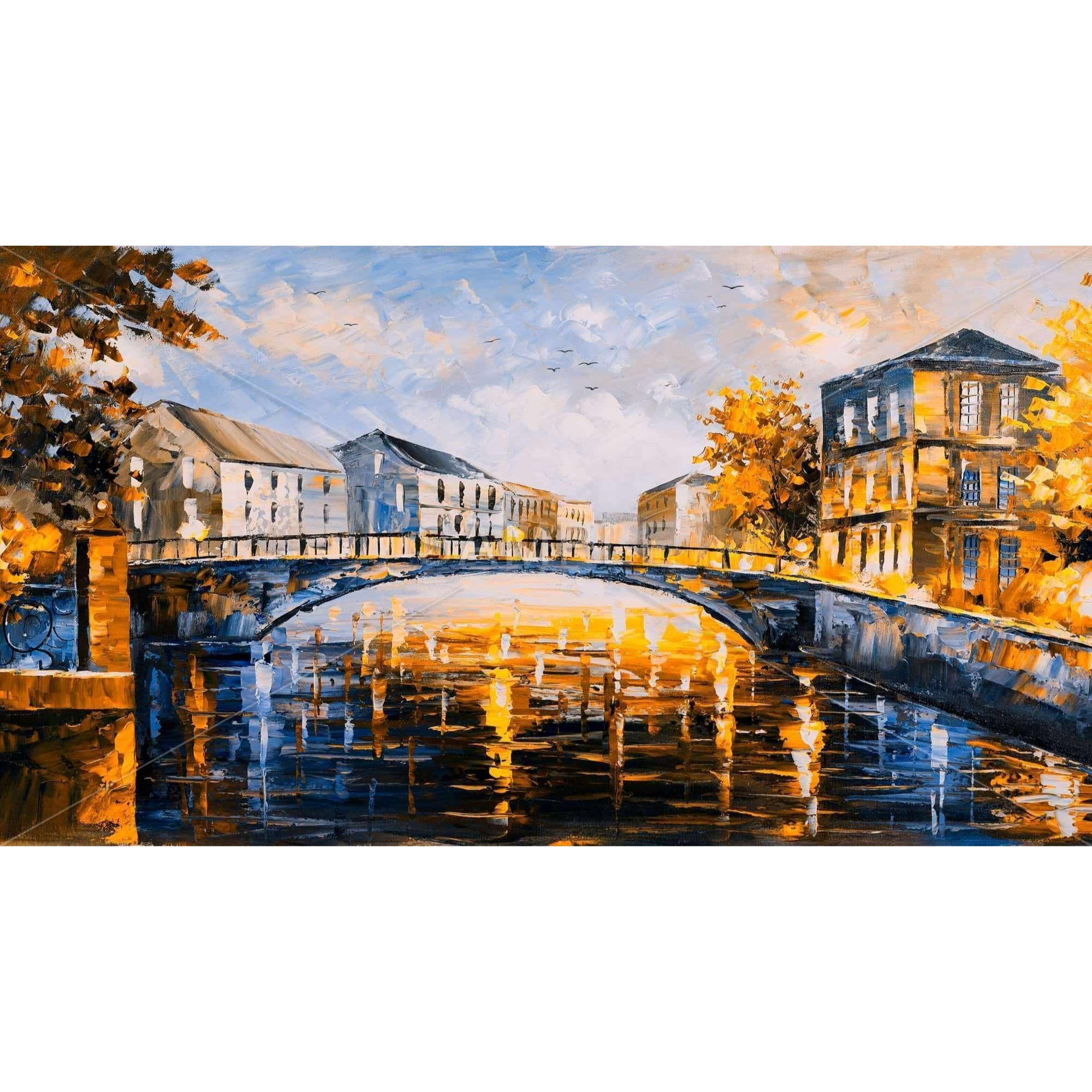 BRIDGE BY A SUNNY DAY - Framed Print on canvas by Begin Edition