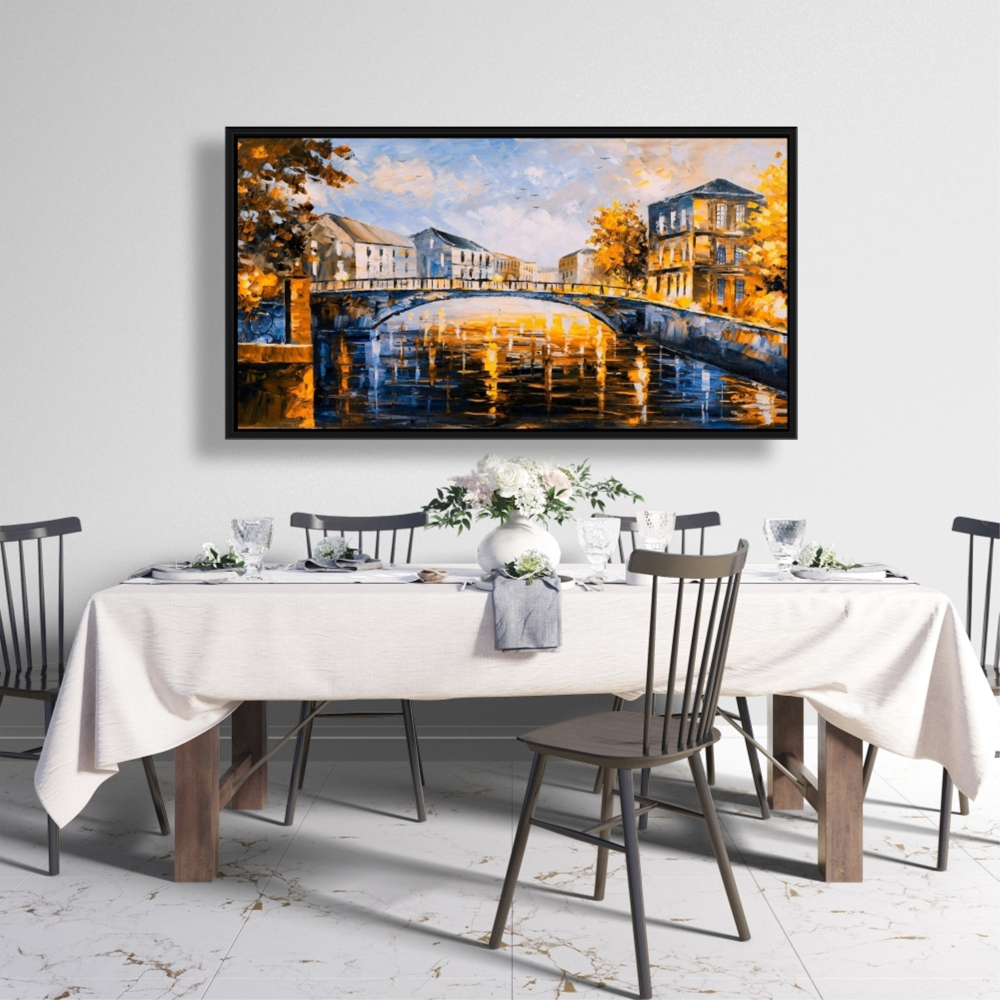 BRIDGE BY A SUNNY DAY - Framed Print on canvas by Begin Edition