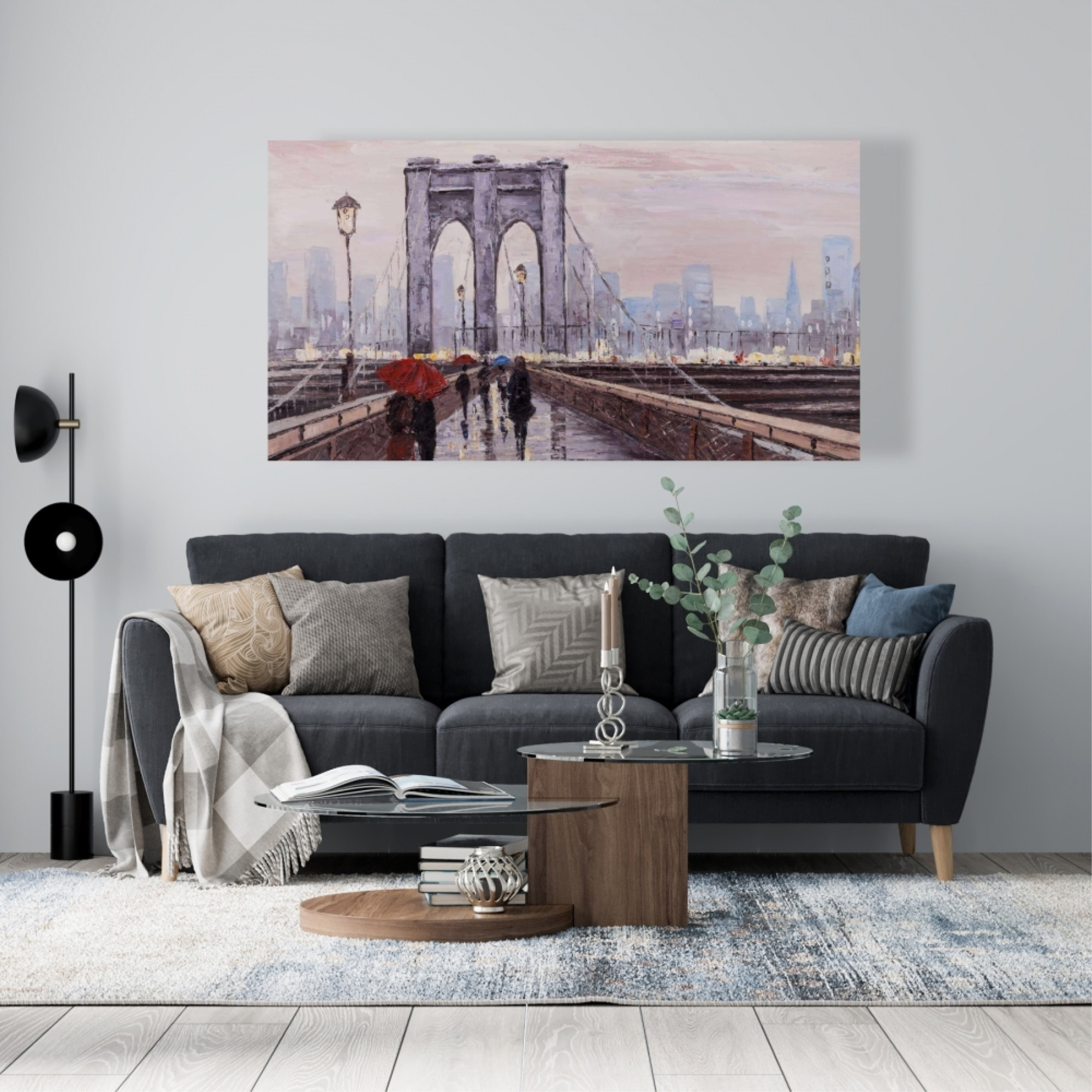 BROOKLYN BRIDGE WITH PASSERSBY - Print on canvas by Begin Edition