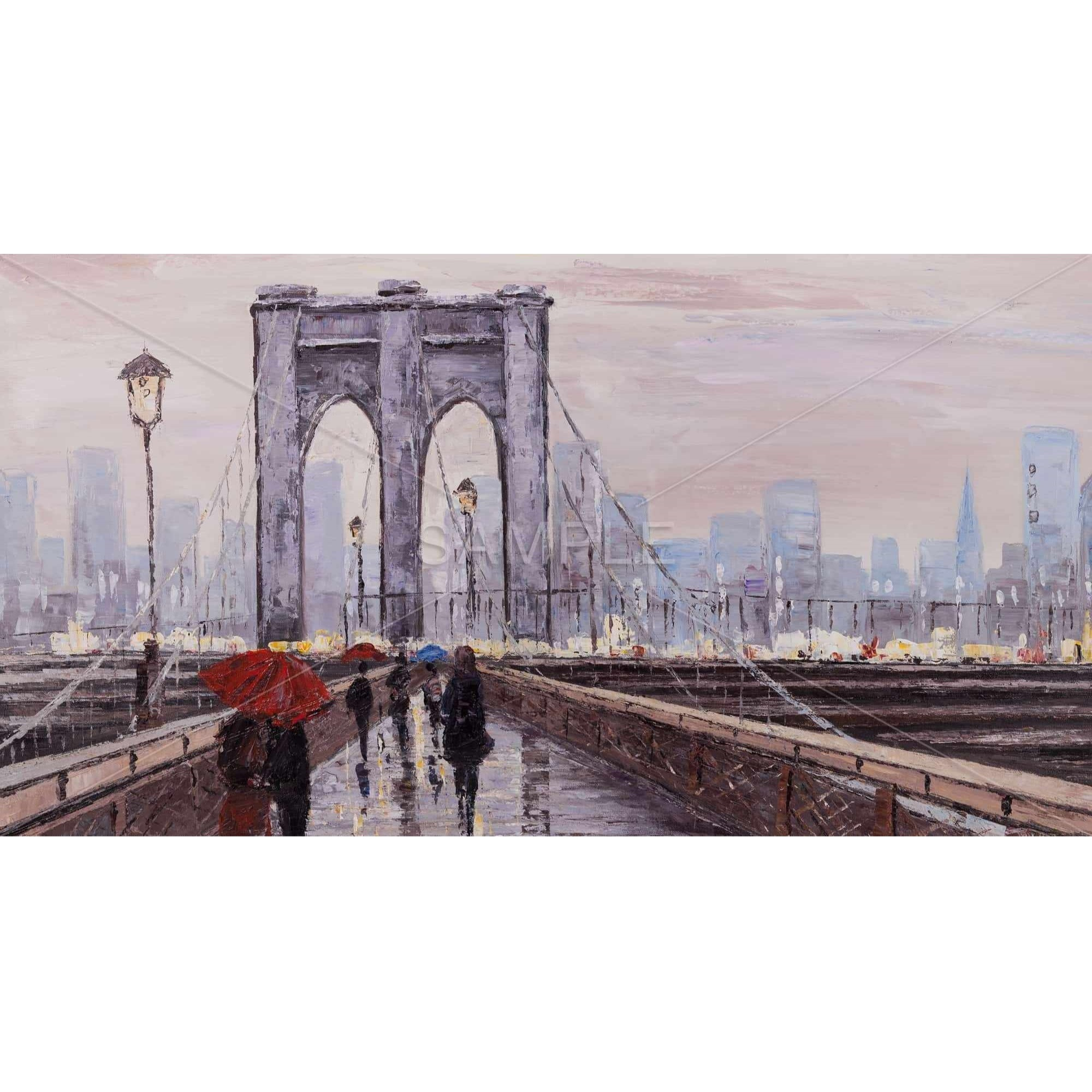 BROOKLYN BRIDGE WITH PASSERSBY - Print on canvas by Begin Edition