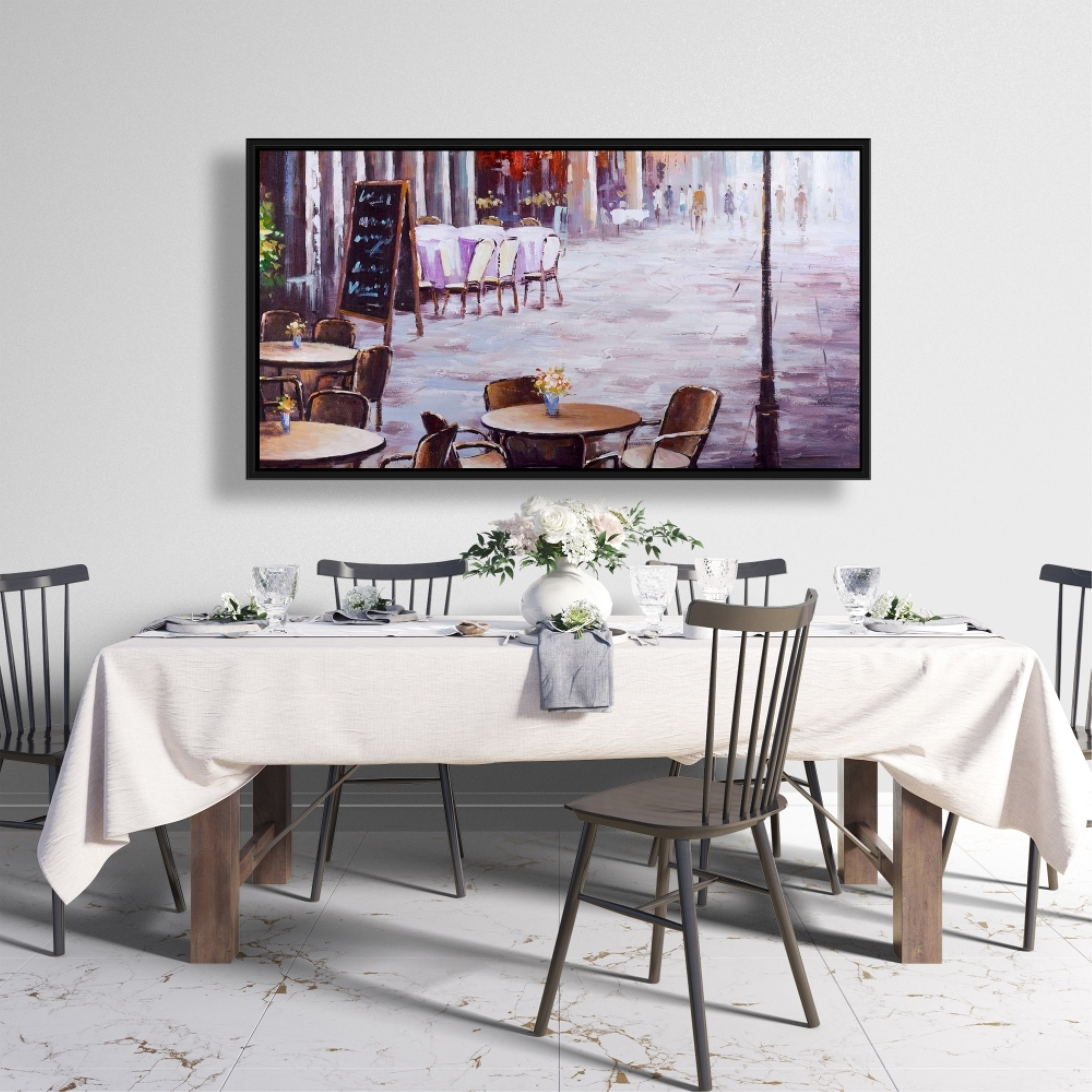 OUTDOOR RESTAURANT - Framed Print on canvas by Begin Edition