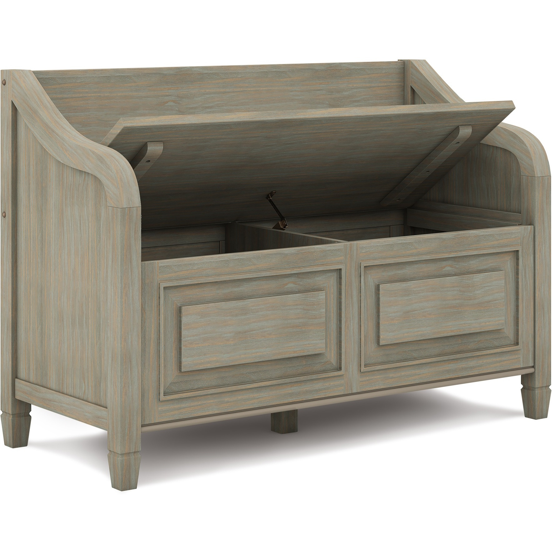 Connaught SOLID WOOD 42 inch Wide Traditional Entryway Storage Bench in Distressed Grey